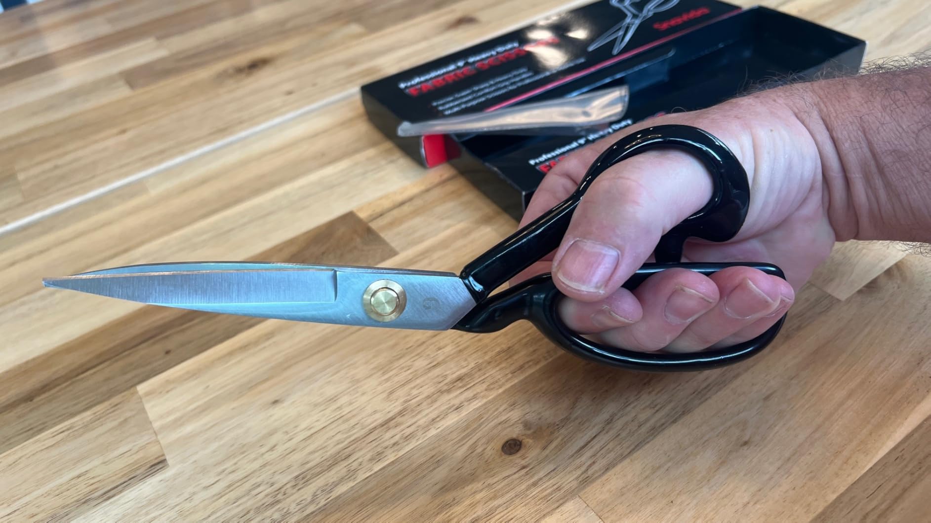 Fabric Scissors Tailor Sewing Shears - 9 Inch Heady Duty Scissors for Fabric Cutting Professional Ultra Sharp Cloth Tailor Scissors Multipurpose Utility Dressmaker Leather Titanium Scissors (9Inch) customer photo 2
