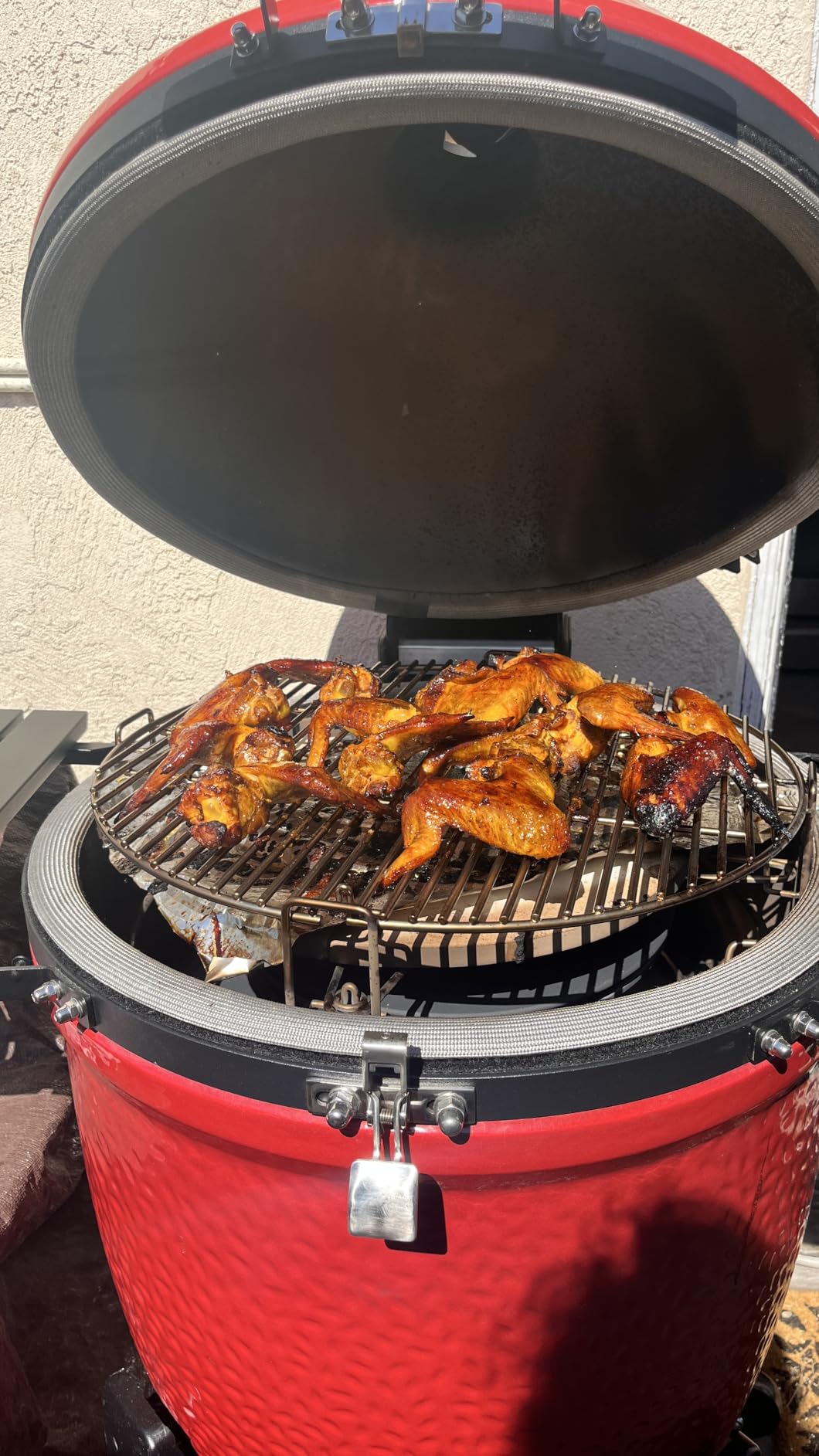 Kamado Joe® Classic Joe™ Series III 18-inch Charcoal Grill & Smoker, Red, with Cart, Side Shelves, Grill Gripper, and Ash Tool, 3 Tier Cooking System, Stainless Steel Cooking Grates, Model KJ15040921 customer photo 2