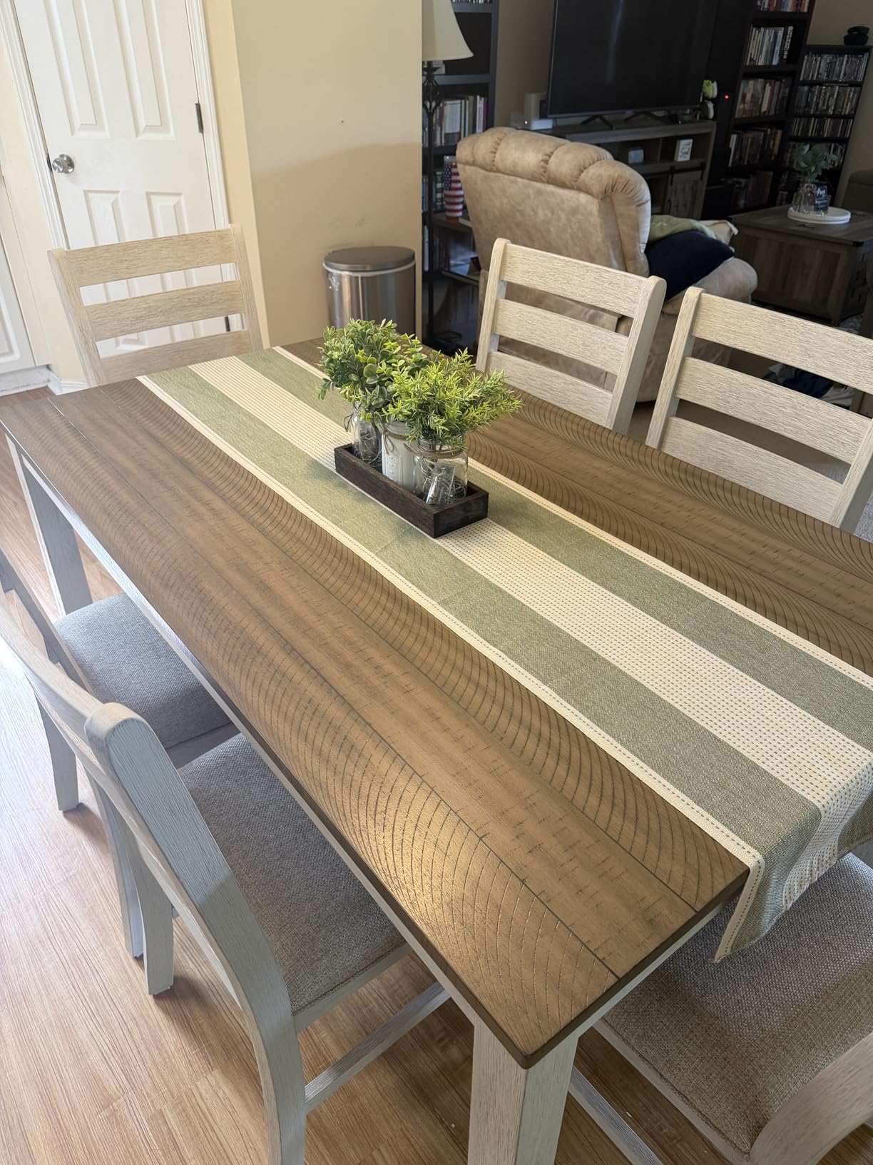 Signature Design by Ashley Caitbrook Rustic 7-Piece Dining Set - Rectangular Table with 6 X-Back Upholstered Chairs, Gray customer photo 1