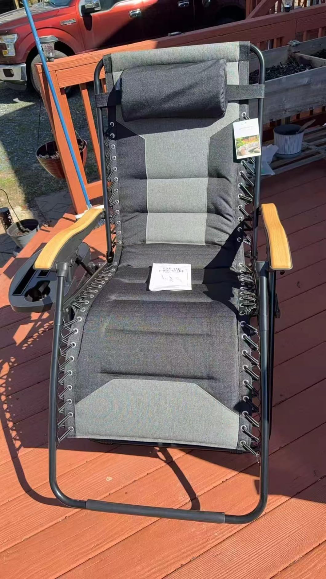 PHI VILLA XXL Oversized Padded Zero Gravity Chair, Foldable Patio Recliner, 30