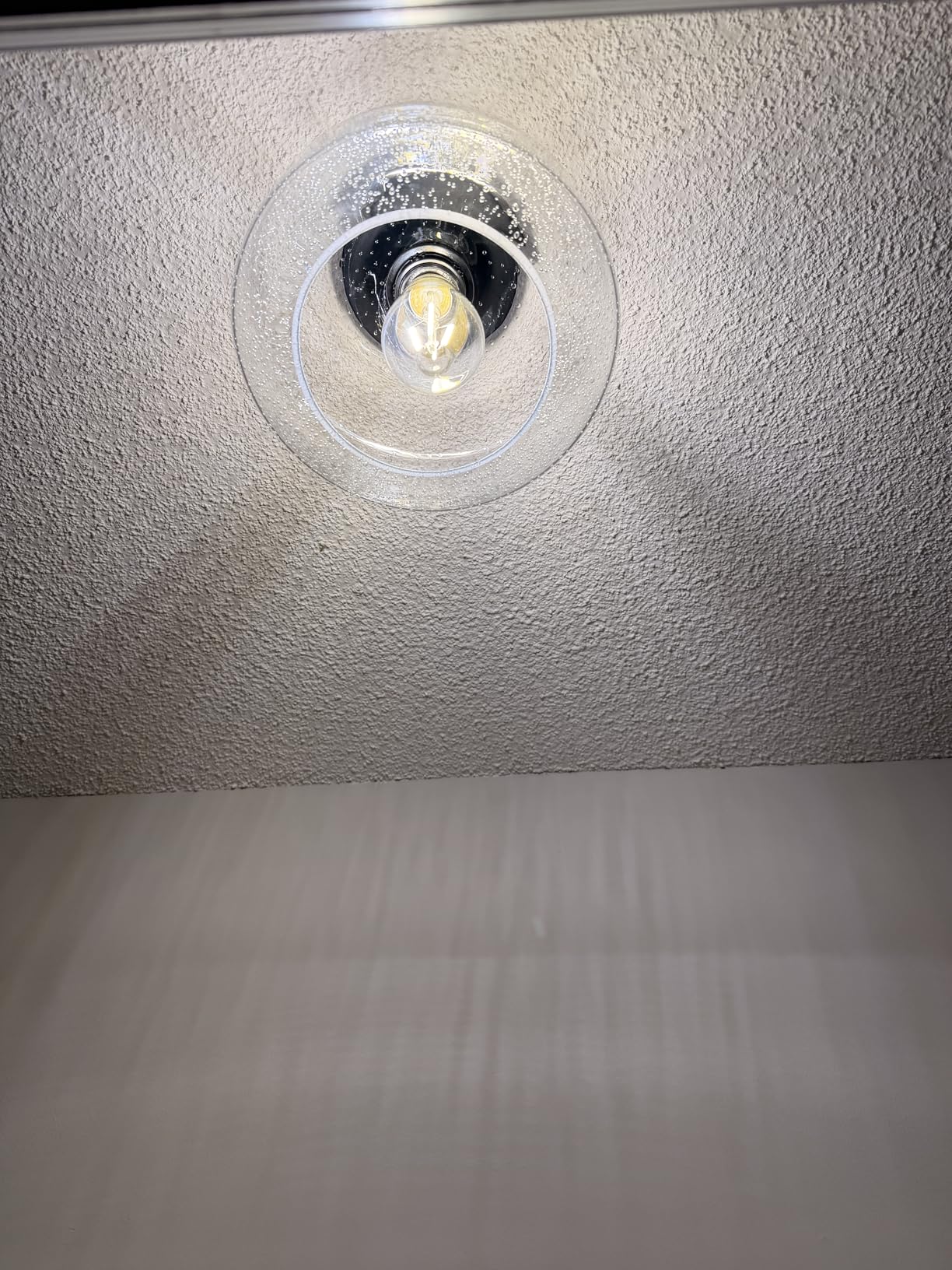 Industrial Semi Flush Mount Ceiling Light, 800 Lumen LED Bulb Included, Seeded Glass Shade Farmhouse Light Fixture for Hallway Corridor Kitchen Bathroom Bedroom Passway customer photo 1