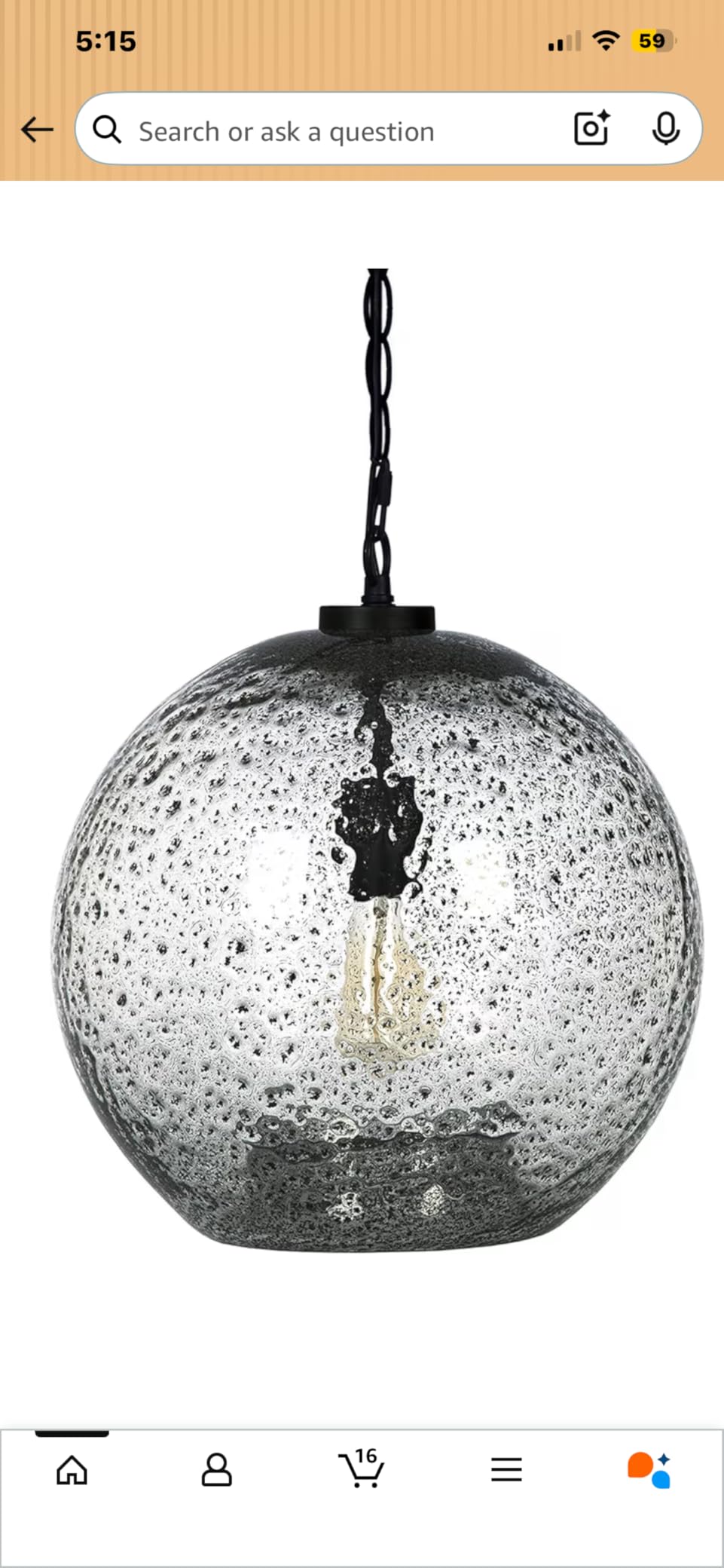 CASAMOTION Hand Blown Glass Pendant Light Fixtures Drop Ceiling Hanging Lighting Rustic Farmhouse Kitchen Island Clear Marble Large Globe Over Dining Room Table Entryway Hallway 15.6 Inch Height customer photo 1