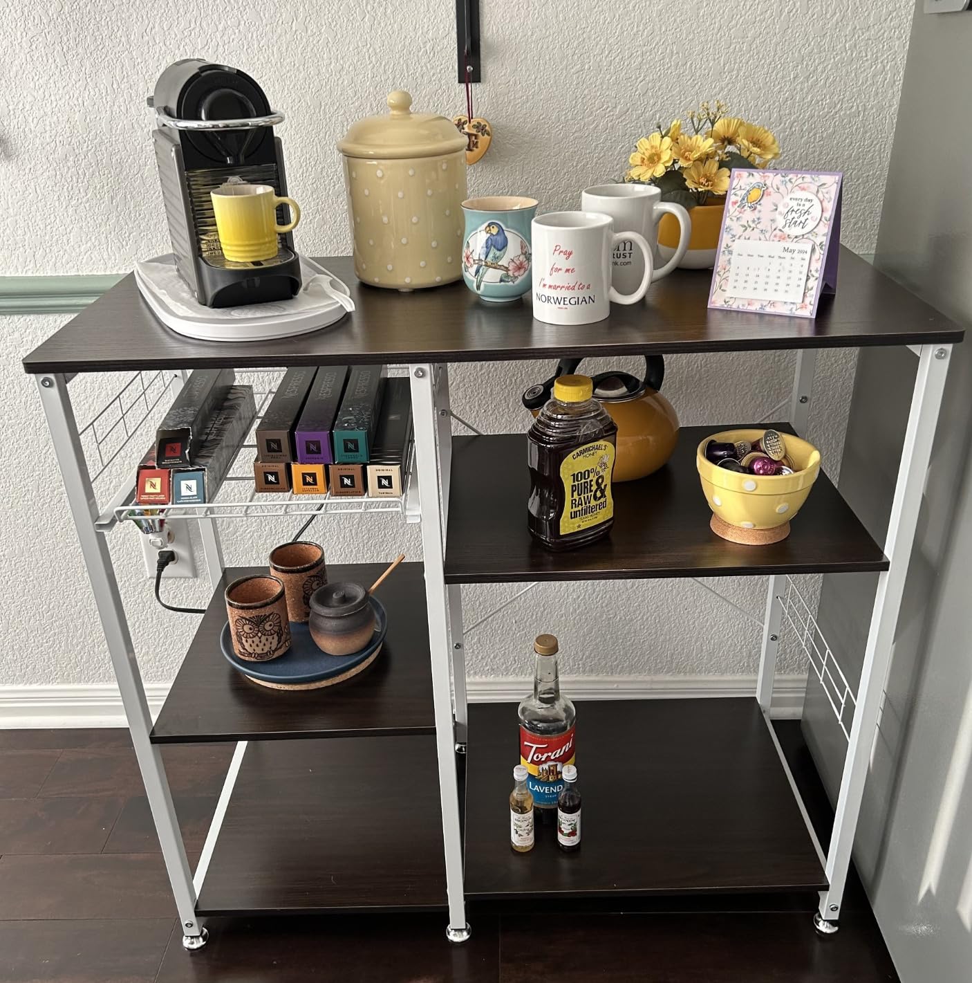 soges 3-Tier Kitchen Baker's Rack Utility Microwave Oven Stand Storage Cart Workstation Shelf, Rustic Brown W5s-FG customer photo 2
