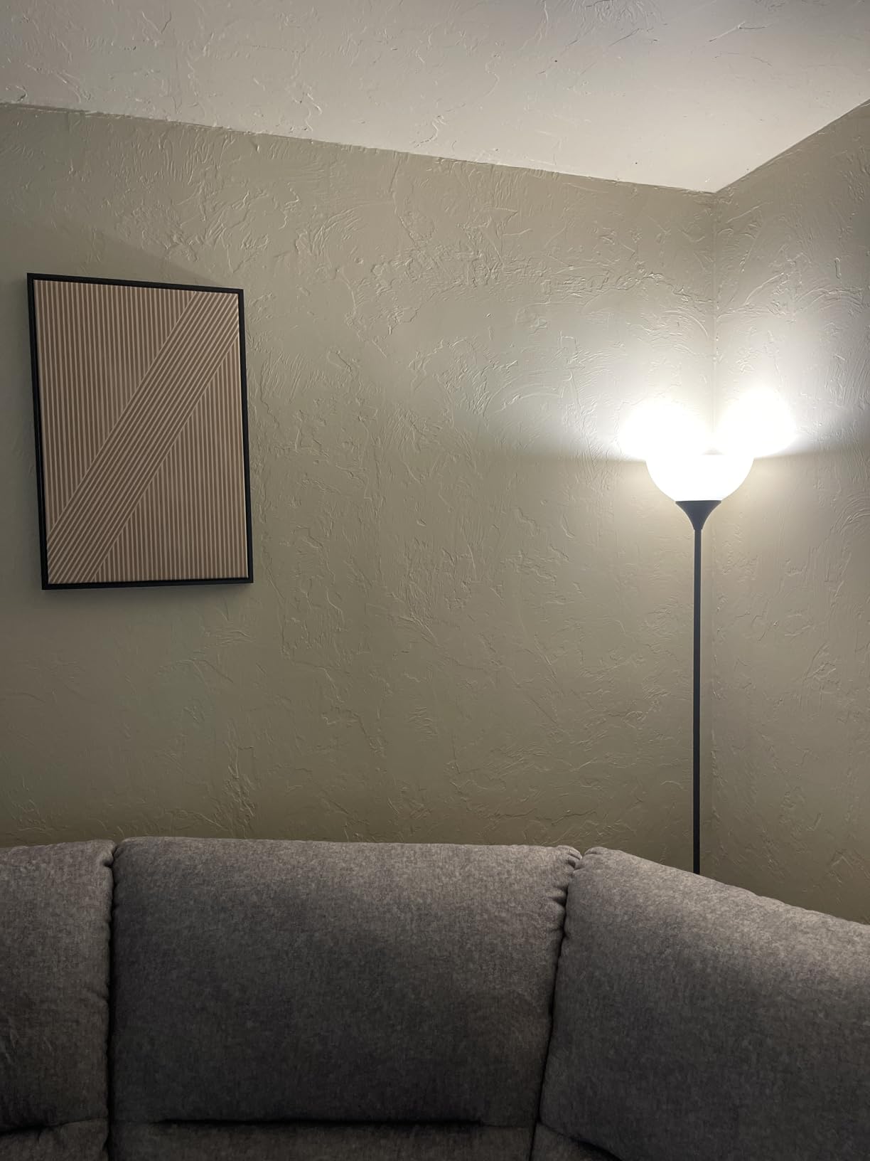 PESRAE Floor Lamp, Remote Control with Stepless Color Temperatures and Brightness, Torchiere lamp for Bedroom, Living Room, Bulb Included (Matte Black) customer photo 2