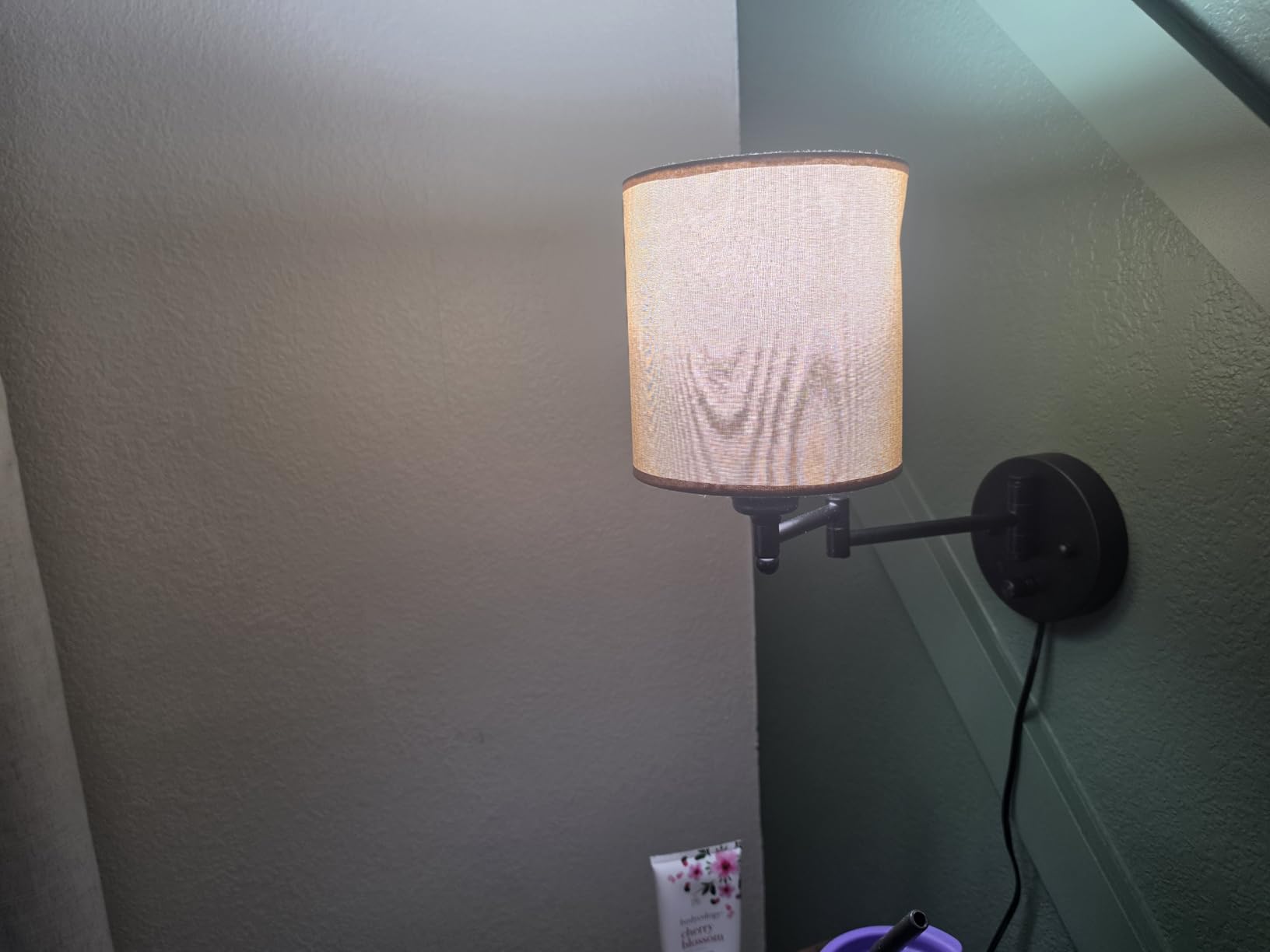 CADUKE Plug in Wall Light Set of 2, Swing Arm Wall Lamps, Modern Bedroom Wall Sconce Fixtures with Linen Lampshade for Reading Hallway Living Room customer photo 1