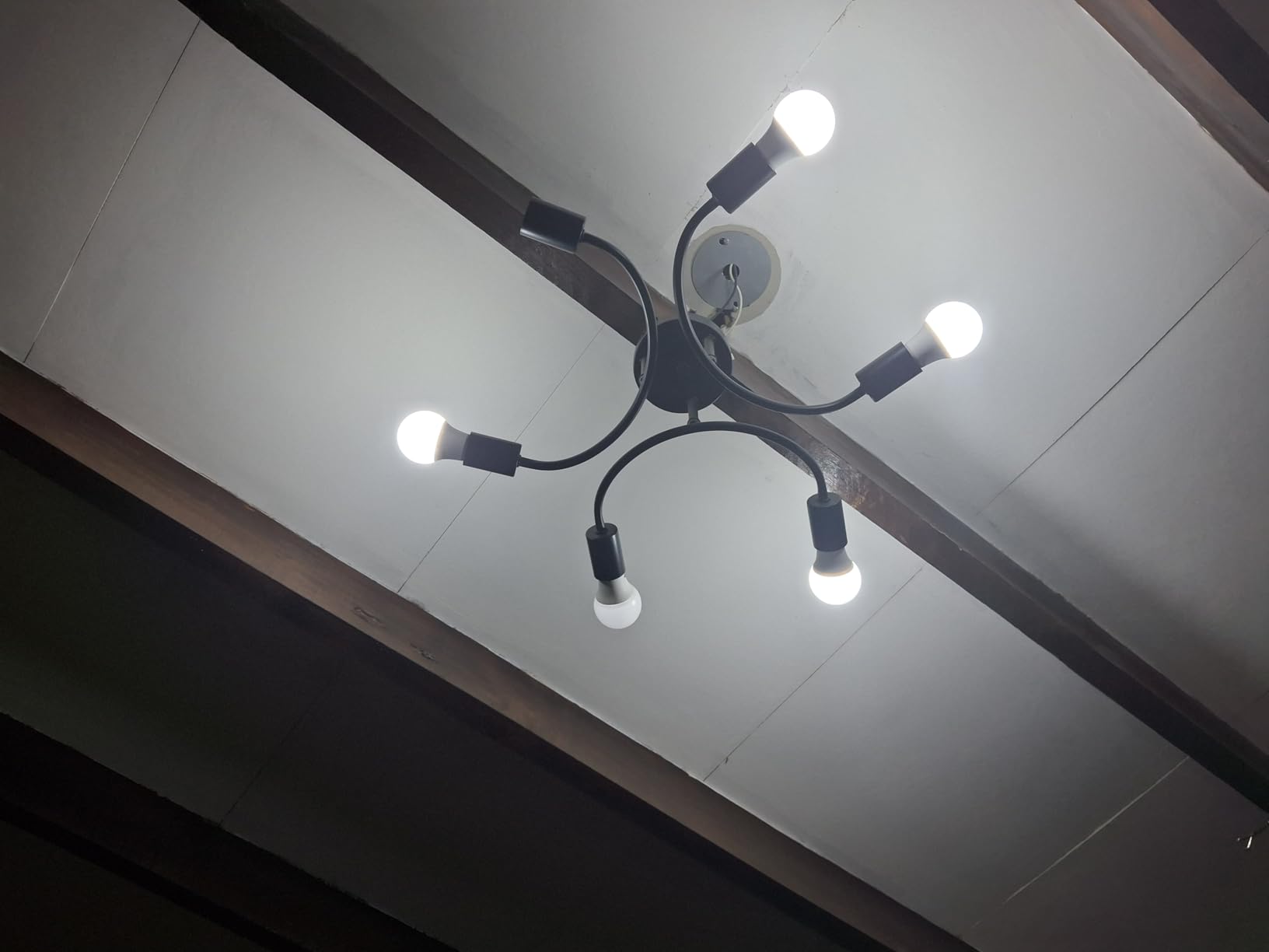 TOBUSA Modern 4-Light Semi Flush Mount Ceiling Light Fixture, Matte Black | Sputnik Close to Ceiling Light, Chandelier Light Fixture for Bedroom Kitchen Living Room Dining Room, 4 Light E26 Socket customer photo 1