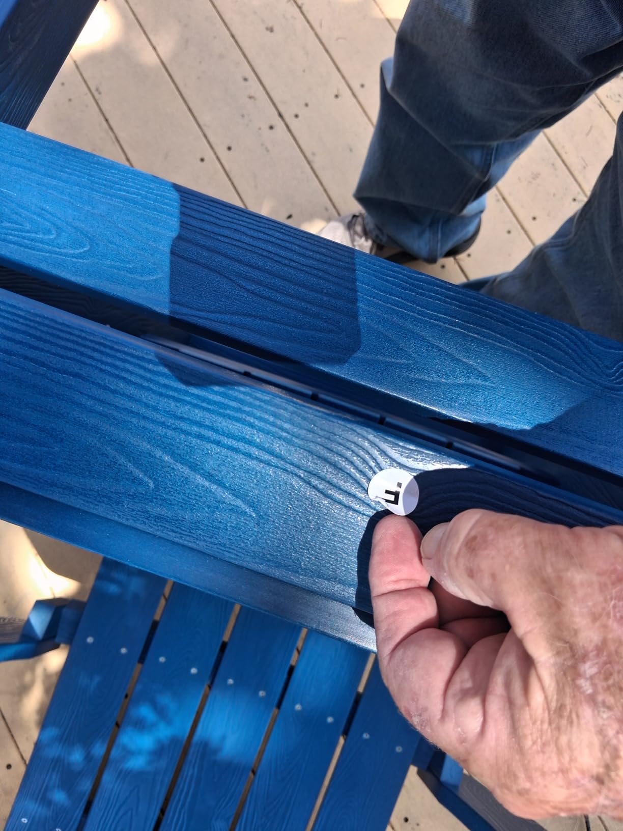 Adirondack Chair Weather Resistant: Outdoor Chair HIPS Plastic Adirondack Chairs - Patio Chairs with Cup Holder & Wood Texture - Lawn Fire Pit Deck Porch Garden Chairs for Adults (Blue) customer photo 1