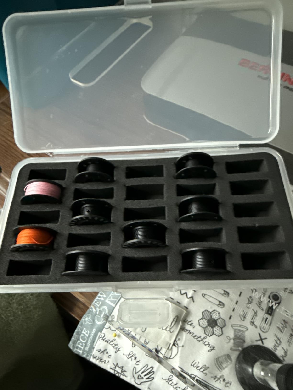 CKPSMS Brand -# BB-25B Box 2Pack Bobbin Case for Jumbo (M Size) Bobbin (Box Only) Hold 50PCS Bobbins (Type:50 Holes (for Jumbo Bobbin)) customer photo 1