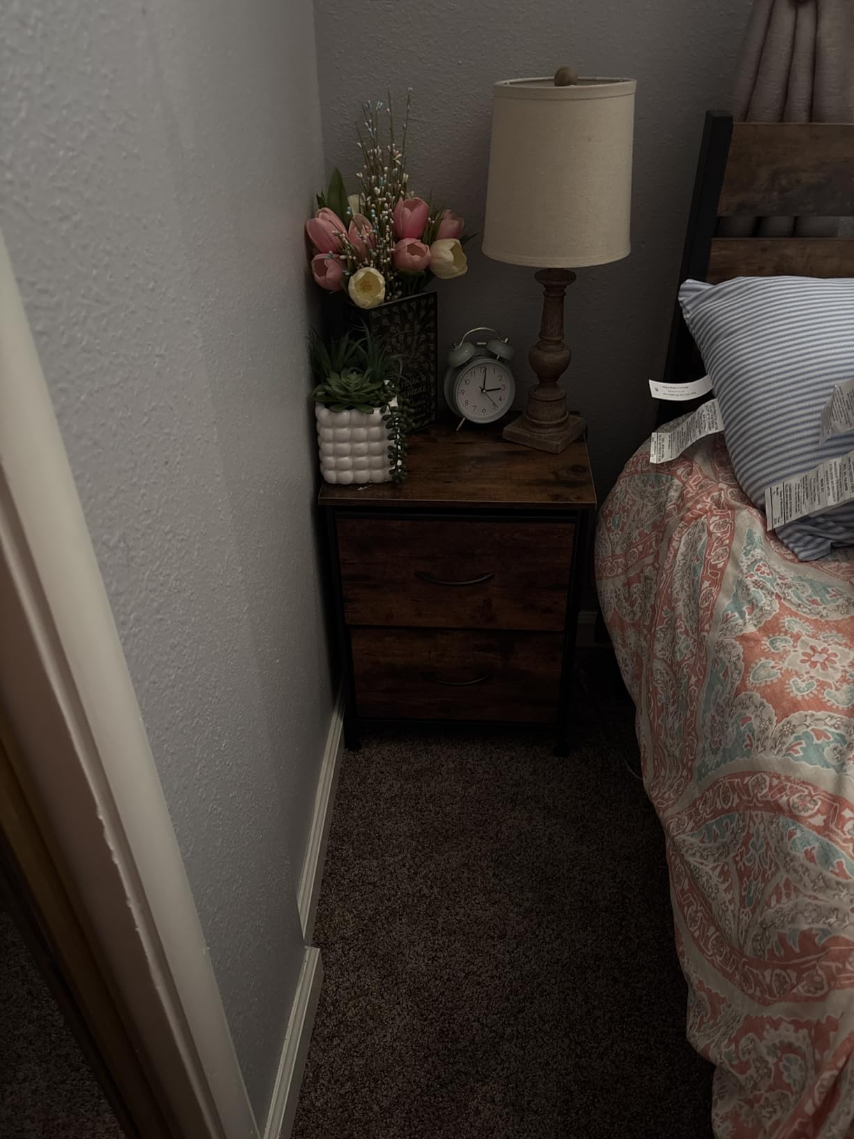 WLIVE Night Stand, Small Dresser with 2 Drawers & Wooden Top, Nightstand with Fabric Bins, Bedside Table End Table for Bedroom, Closet, Entryway, College Dorm, Rustic Brown customer photo 2