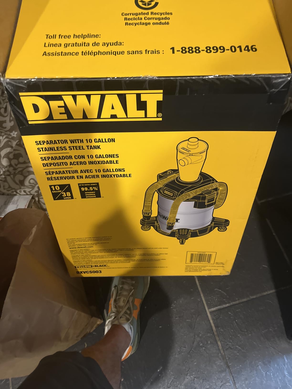 DEWALT Dust Separator with 10 Gallon Stainless Steel Tank, 99.5% Efficiency Cyclone Dust Collector (DXVCS003) customer photo 2