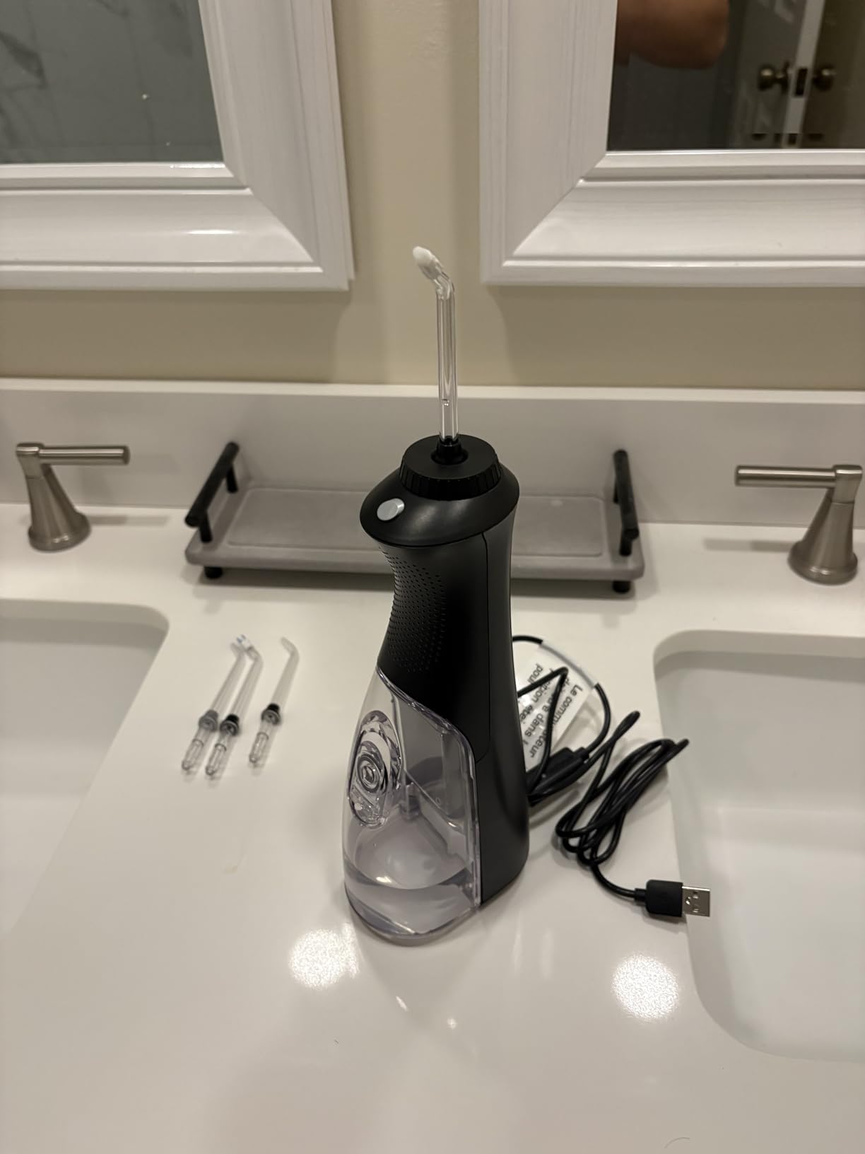 Waterpik Cordless Pearl Rechargeable Portable Water Flosser for Teeth, Gums, Braces Care and Travel, Extra Quiet, 4 Flossing Tips, ADA Accepted, WF-13 White customer photo 1