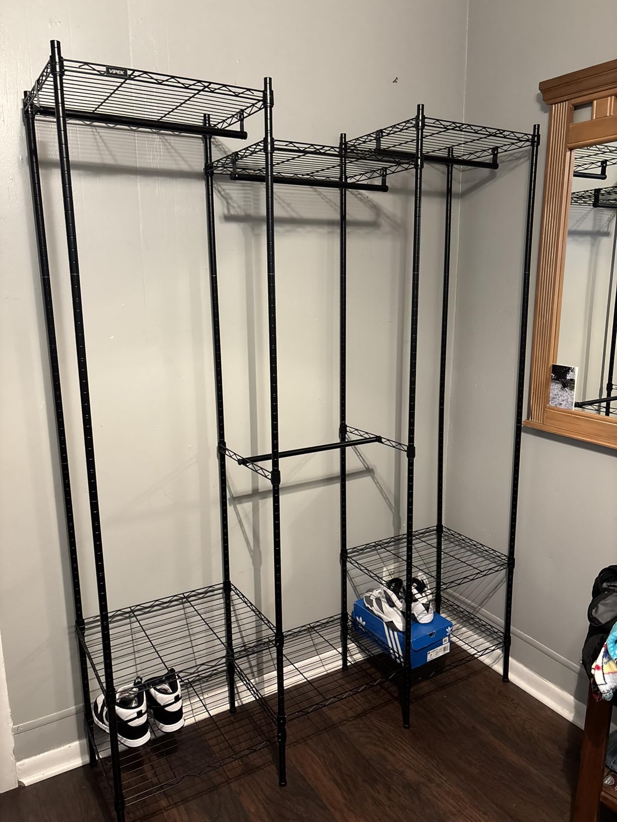 VIPEK V5 Heavy Duty Clothes Rack, Portable Closet Wardrobe with 4 Hanging Rods & 8 Shelves, Freestanding Adjustable Garment Rack for Bedroom, Walk-in Closet, 890 lbs Capacity, Black, 68.9