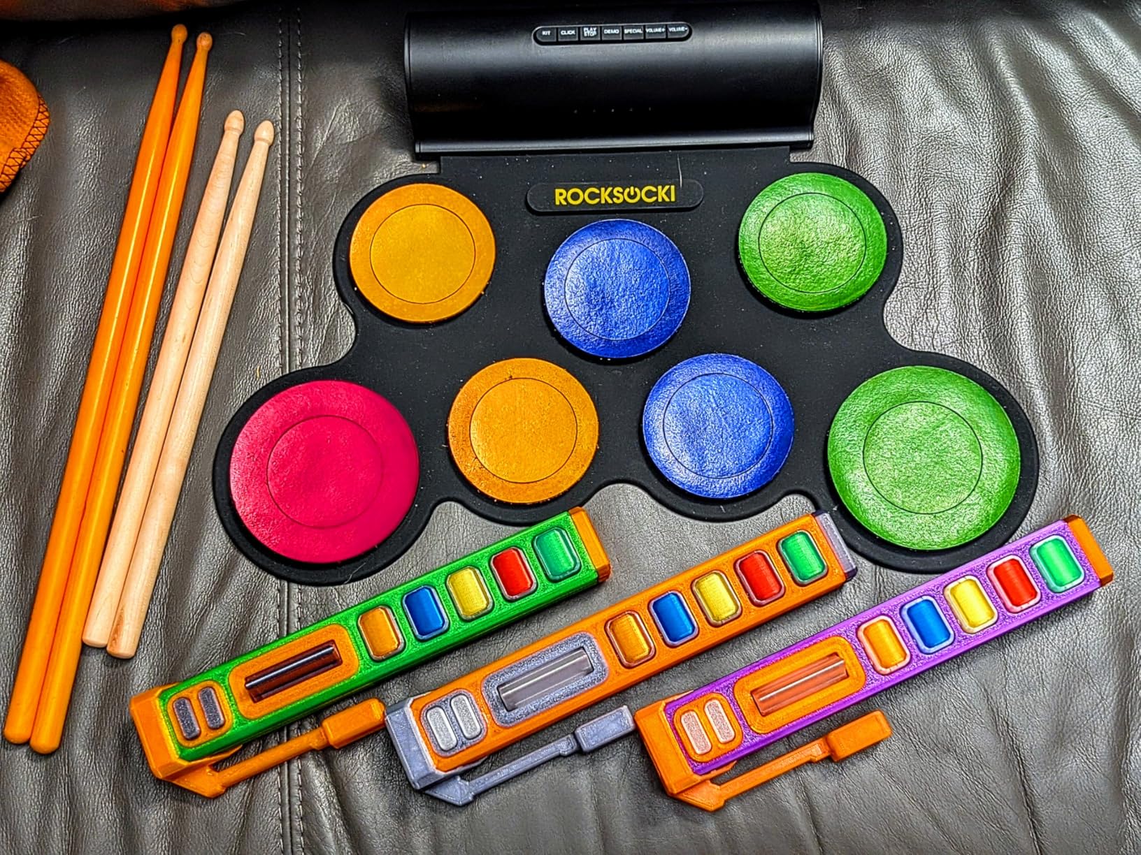 ROCKSOCKI Electric Drum Set, 7-Pad Electronic Drum Set with Headphone Included, Roll-up Drum Pad For Kids, Great Holiday Xmas Birthday Gift (Dual Speakers) customer photo 1