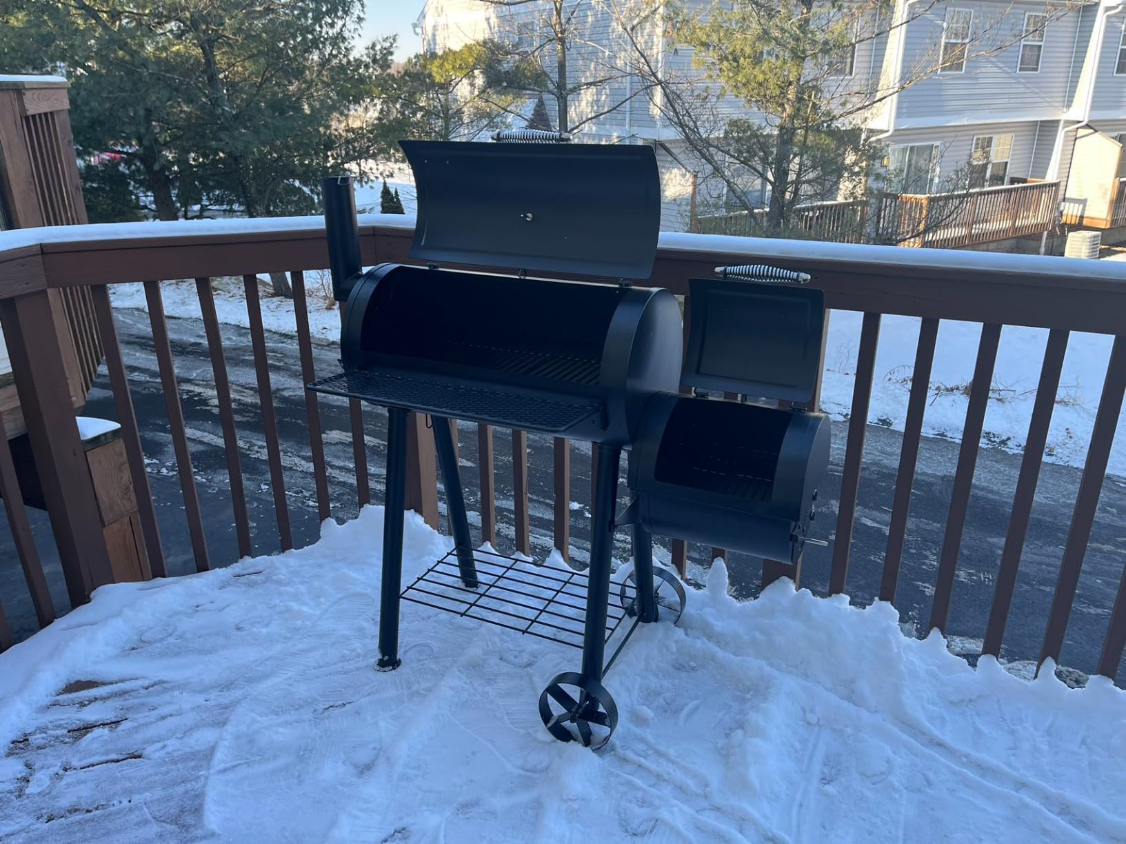 MFSTUDIO Heavy Duty Charcoal Wood Offset Outdoor Smoker Grill, Charcoal Grill with Smoker Combo for BBQ Grilling, 512 SQ.IN. customer photo 2