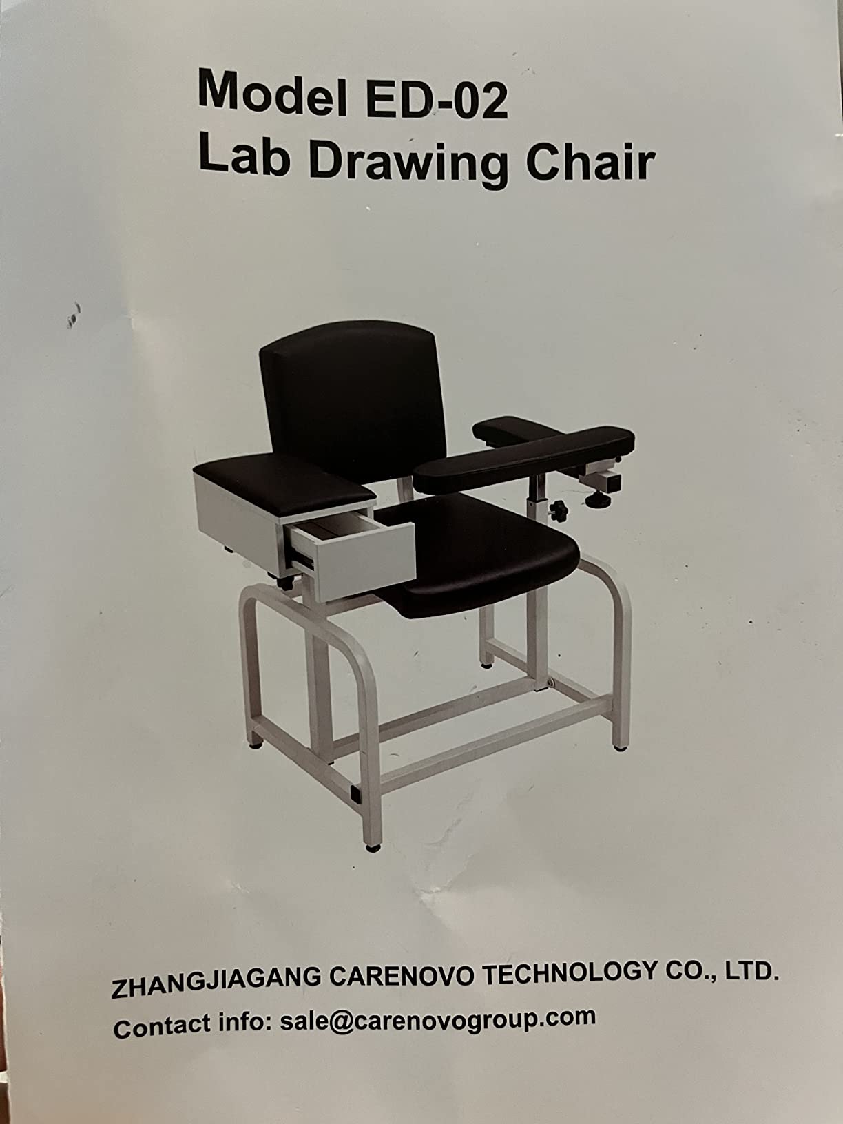 Lab Blood Drawing Chair with Padded Flip Arm and Drawer (Black) customer photo 1