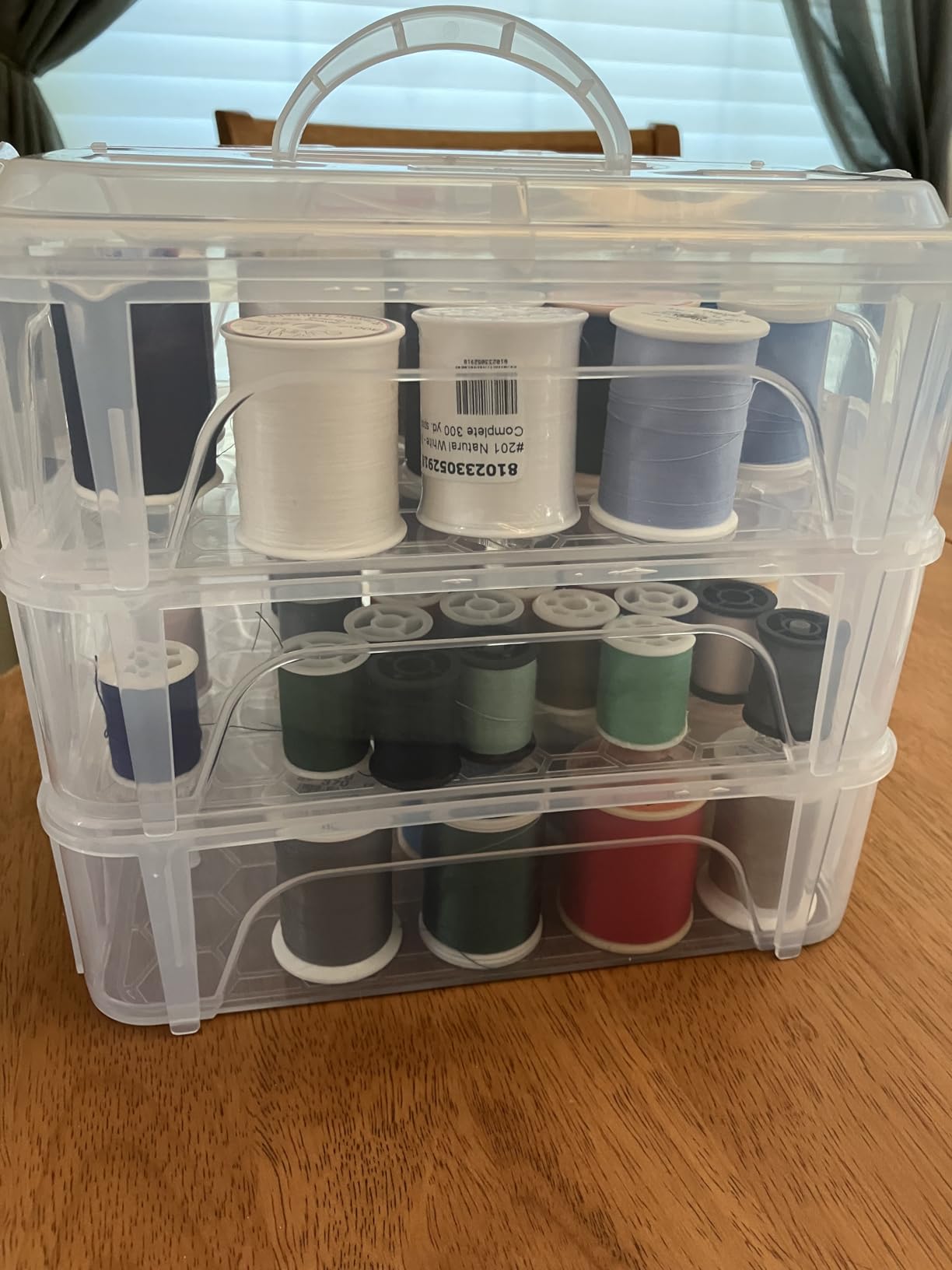 New brothread 4 Layers Stackable Clear Storage Box/Organizer for Holding 80 Spools Home Embroidery & Sewing Thread customer photo 1