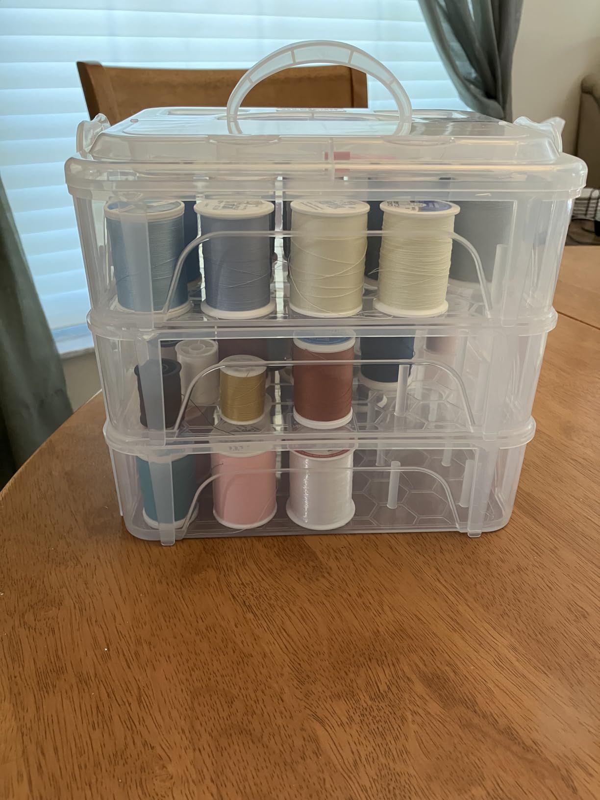 New brothread 4 Layers Stackable Clear Storage Box/Organizer for Holding 80 Spools Home Embroidery & Sewing Thread customer photo 2