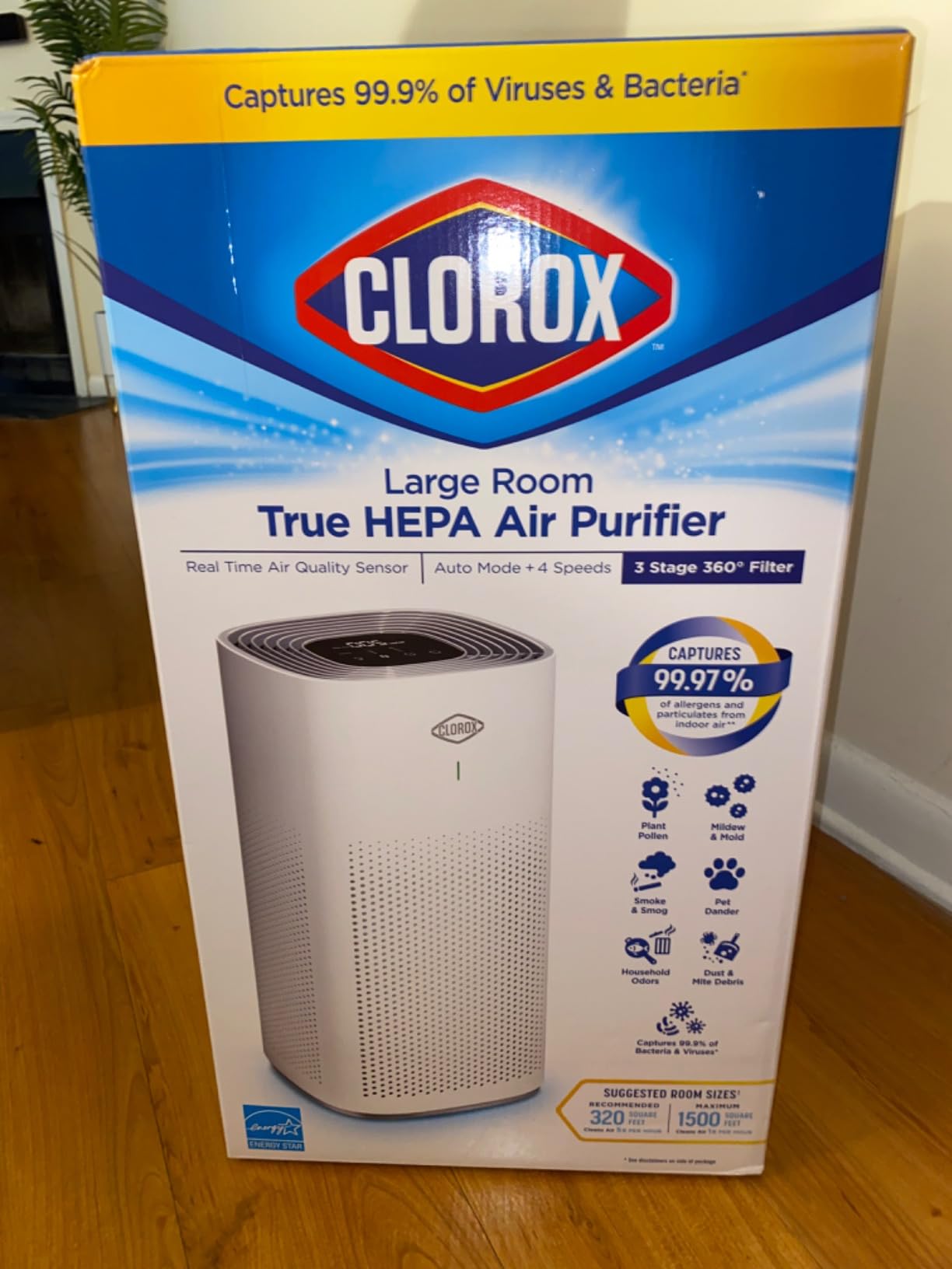 Clorox HEPA Air Purifiers for Home, True HEPA Filter, Medium Rooms Up to 1,000 Sq Ft, Removes 99.9% of Mold, Viruses, Allergens, Pet Allergies, AUTO Mode customer photo 2