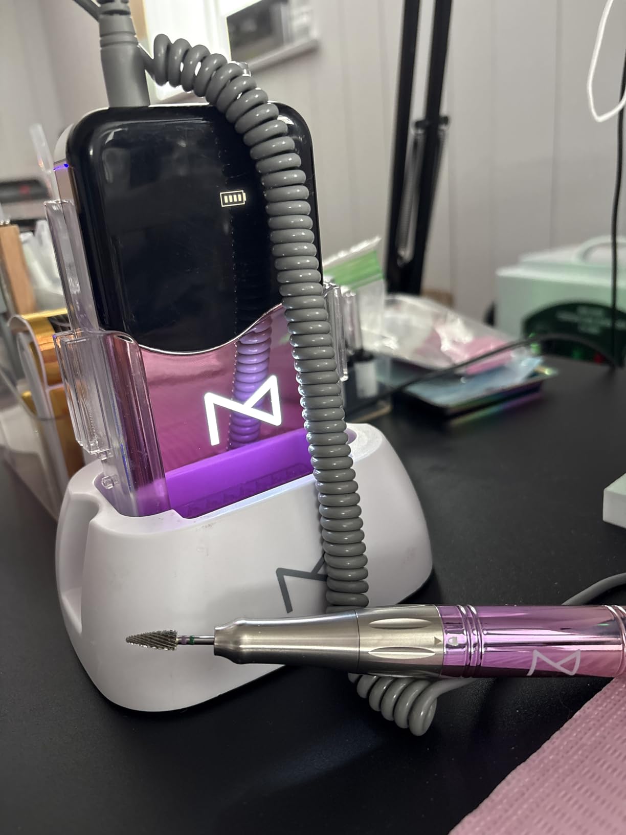 M Mase- Professional Nail Drill Machine - Coreless 2-in-1 Nail File - Electric, Cordless, 35000 RPM, HD Display - Electric Nail Drill for Professional & Home Use (Teal) customer photo 2