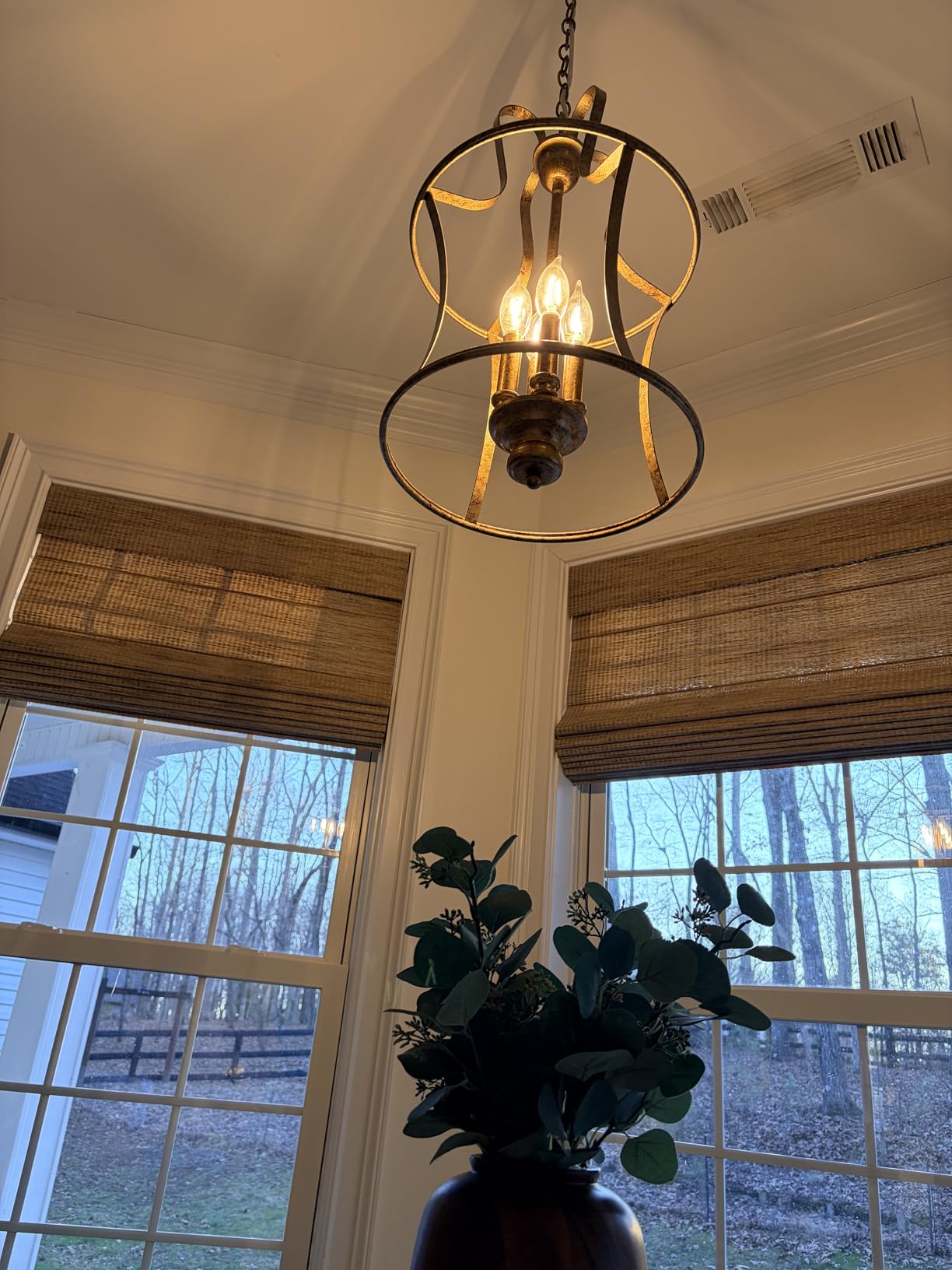 Modern Lantern Pendant Light 4-Light Lantern Chandelier Lighting, Rusty Gold Pendant Lights Kitchen Island Hanging Light Fixtures for Dining Room Hallway Living Room customer photo 2