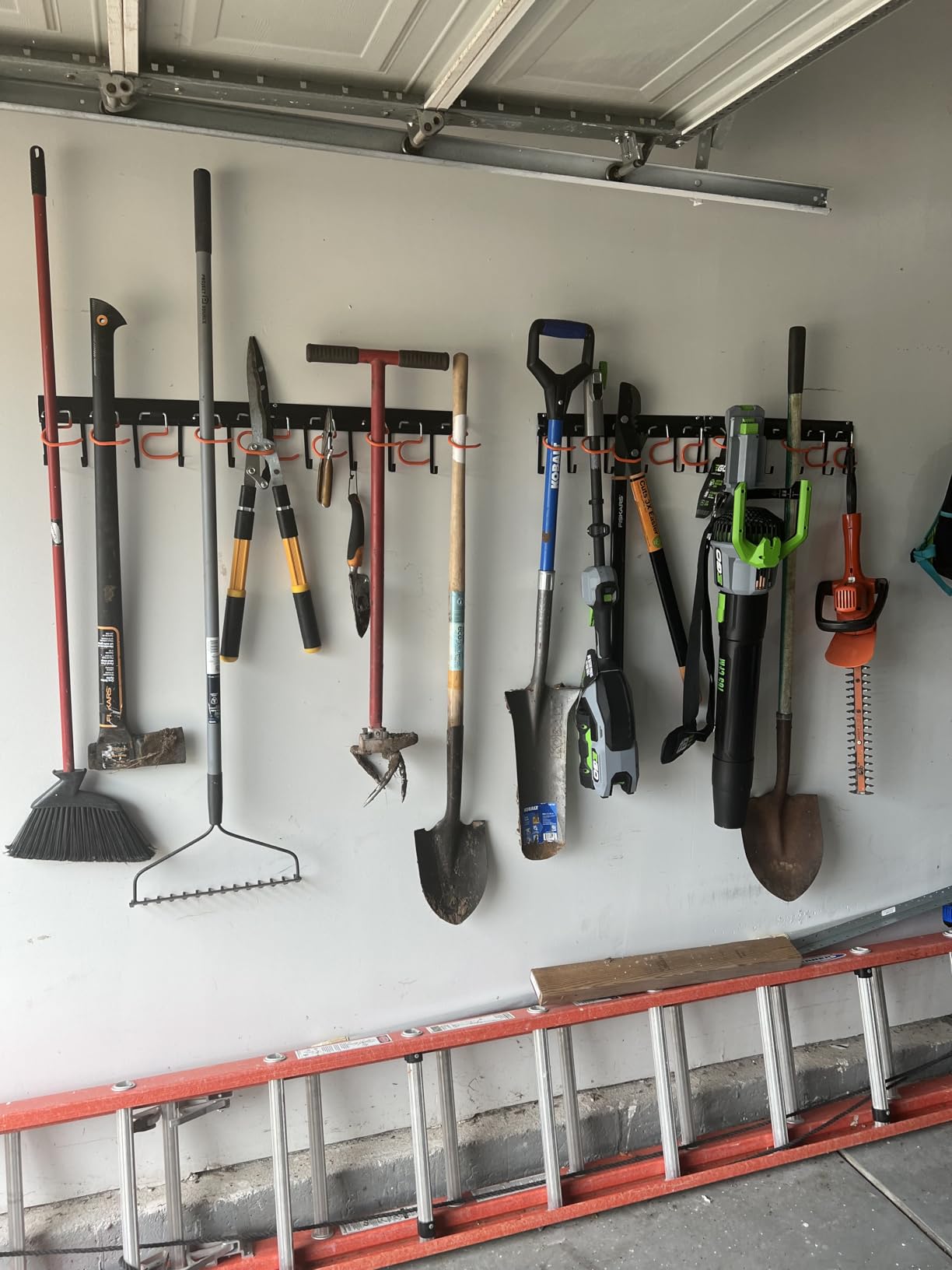 TVKB 68'' All Metal Garden Tool Organizer Adjustable Garage Tool Organizer Wall Mount Garage Organizers and Storage with Heavy Duty Hooks Tool Hangers for Garage Wall, Shed, Garden customer photo 1