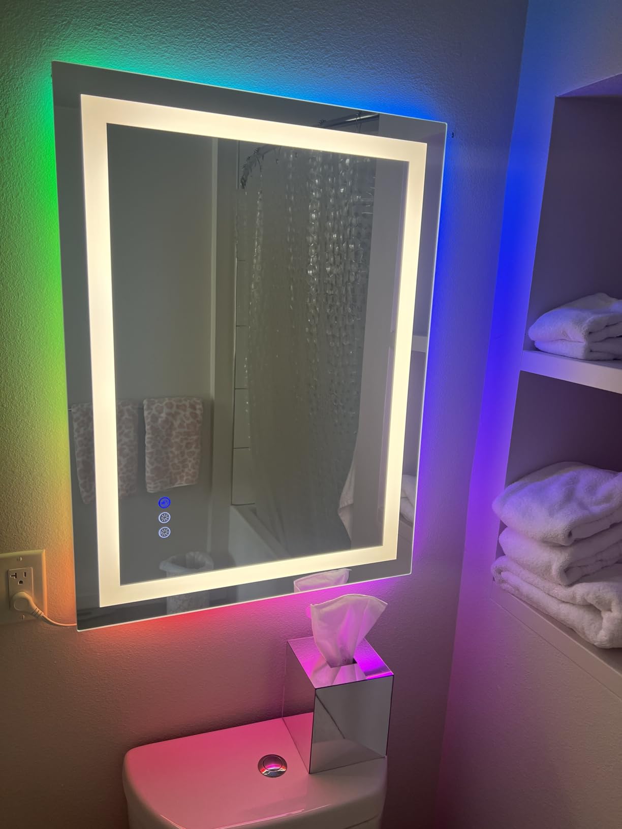 LOAAO 24X32 LED Bathroom Mirror with Lights, Anti-Fog, Dimmable, Backlit + Front Lit, Lighted Bathroom Vanity Mirror for Wall, Memory Function, Tempered Glass, Shatter-Proof, ETL Listed customer photo 1