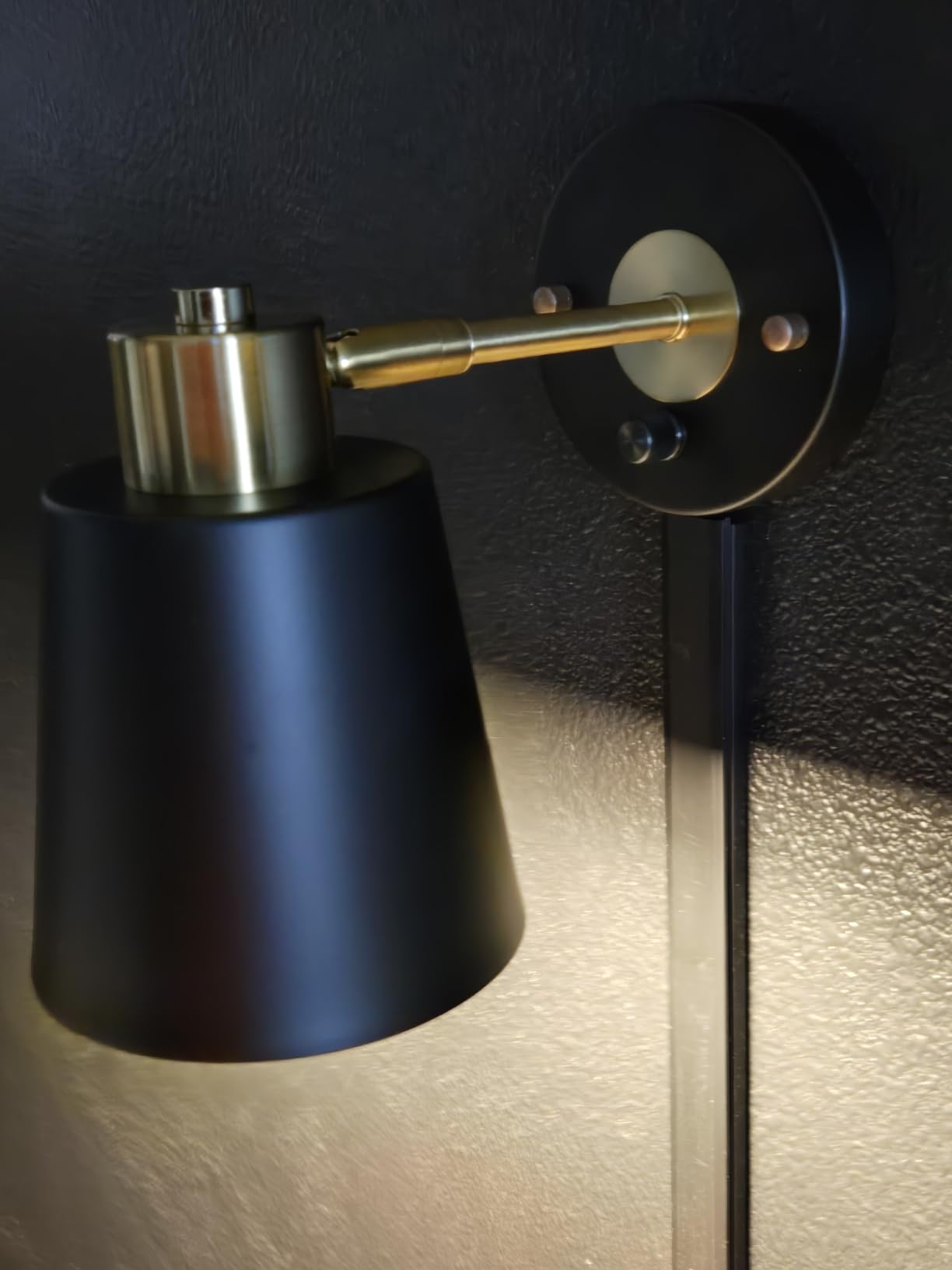 VATONI Plug in Wall Sconces, Dimmable Wall Sconces Adjustable Angle Wall Lights with Plug in Cord and Dimmer On/Off Knob Switch, Gold Wall Mounted Light for Bedroom Bedside Stairway(2 Pack, 2 Bulbs) customer photo 1