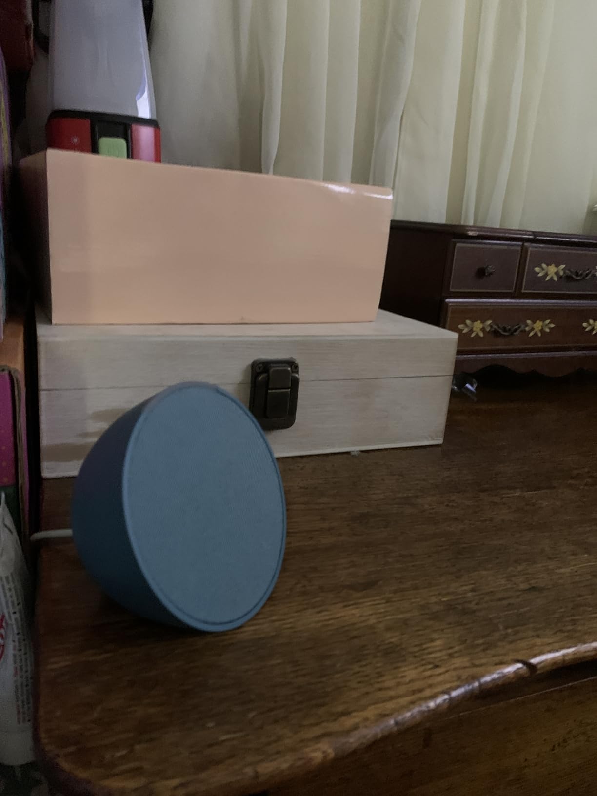 Like-New Amazon Echo Pop (newest model), Our smallest speaker, Designed for Alexa+, Fits in any room, Charcoal customer photo 1