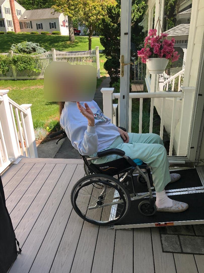 8FT Portable Wheelchair Ramp, 800Lbs Capacity Anti-Slip Aluminum Folding Handicap Ramp with Handle, Threshold Ramp for Home Steps, Stairs, Doorways, Curbs, Entry, Applicable Height 8-24 Inches customer photo 1