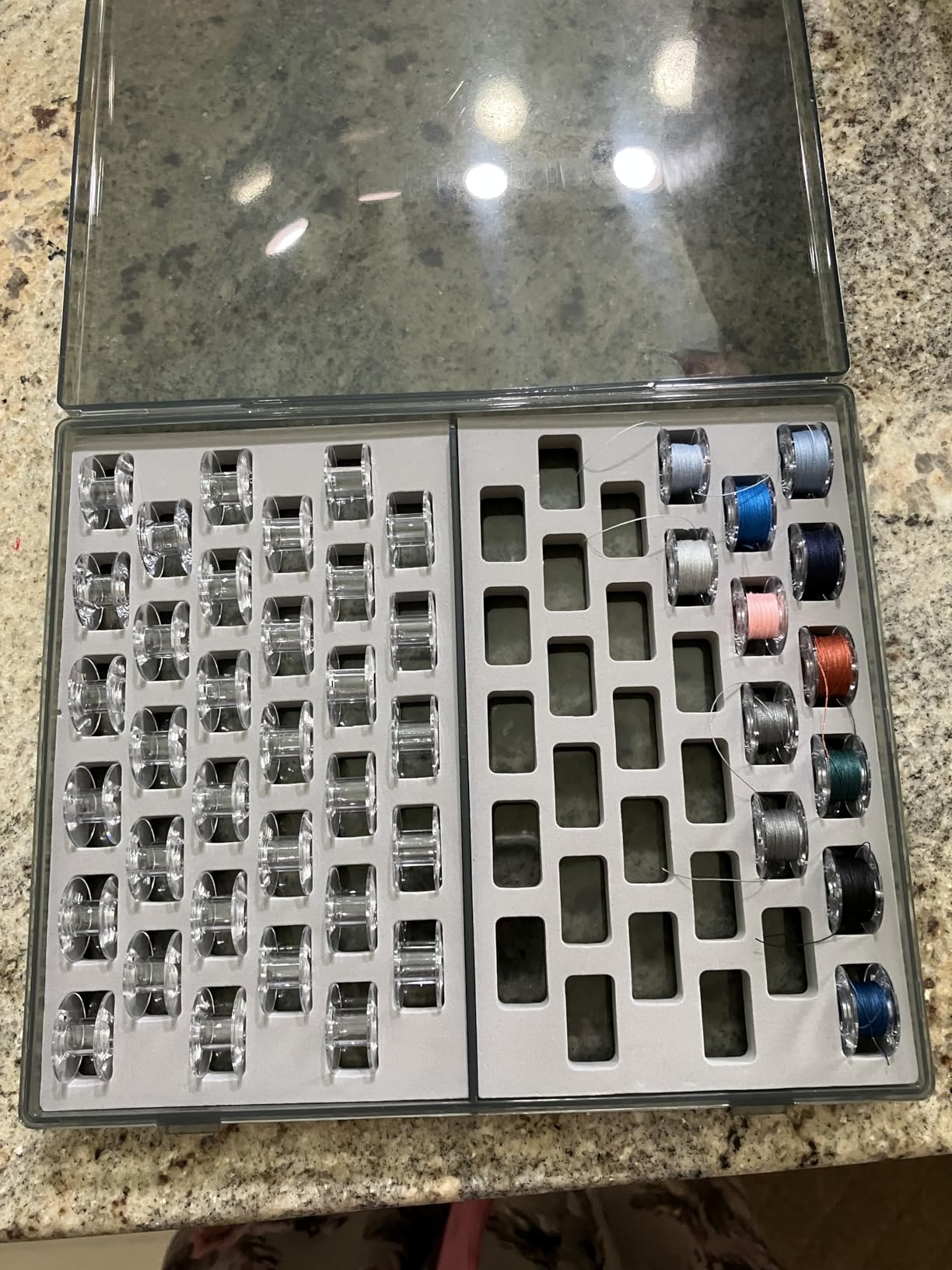 Bobbin Holder Case with 66 Slots, Removable EVA Insert, Hard Plastic Clear Sewing Bobbin Organizer for Brother/for Singer/for Janome/for Babylock/for Juki Sewing Machine and Embroidery (Box Only) customer photo 1