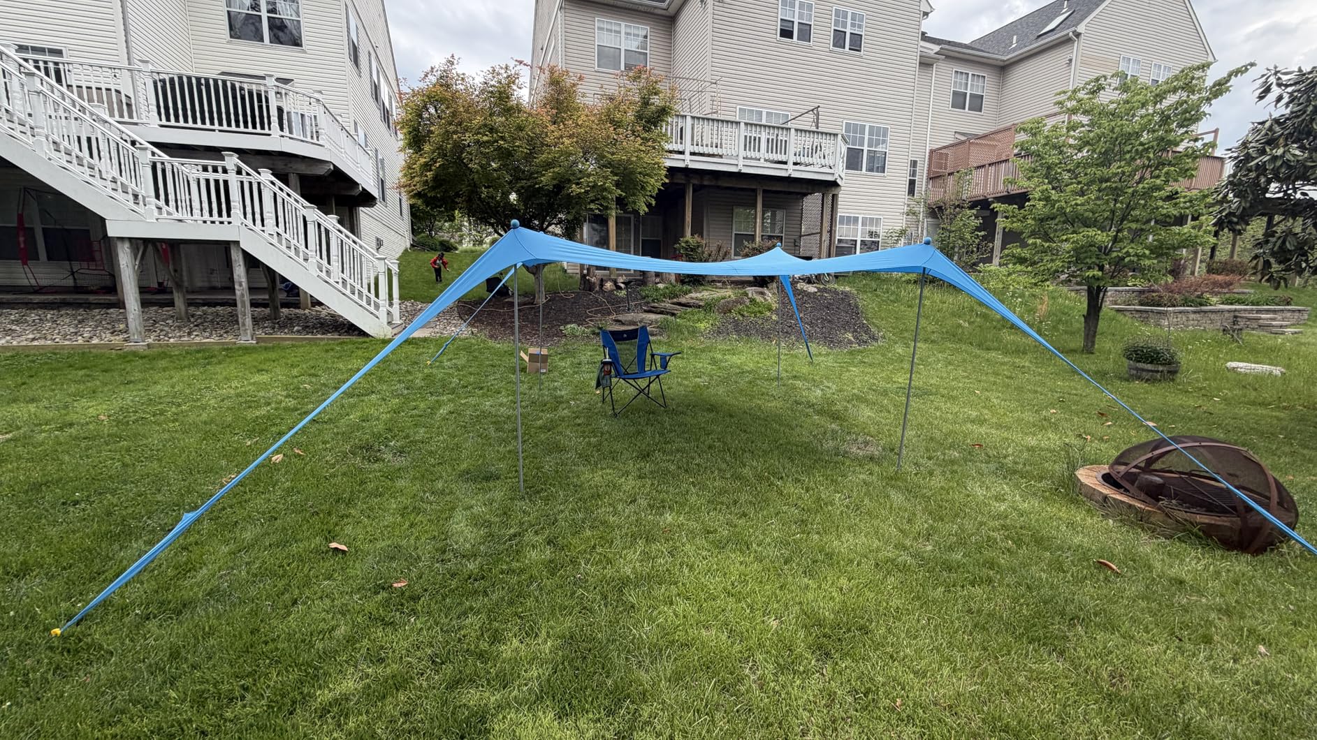 YENGIAM Beach Canopy Beach Tent UPF50+ 11x11 FT Easy to Setup Extra Windproof Rope Sun Shelter Beach Shade Canopy with 4 Stability Poles Outdoor Shade for Beach Camping Family customer photo 2