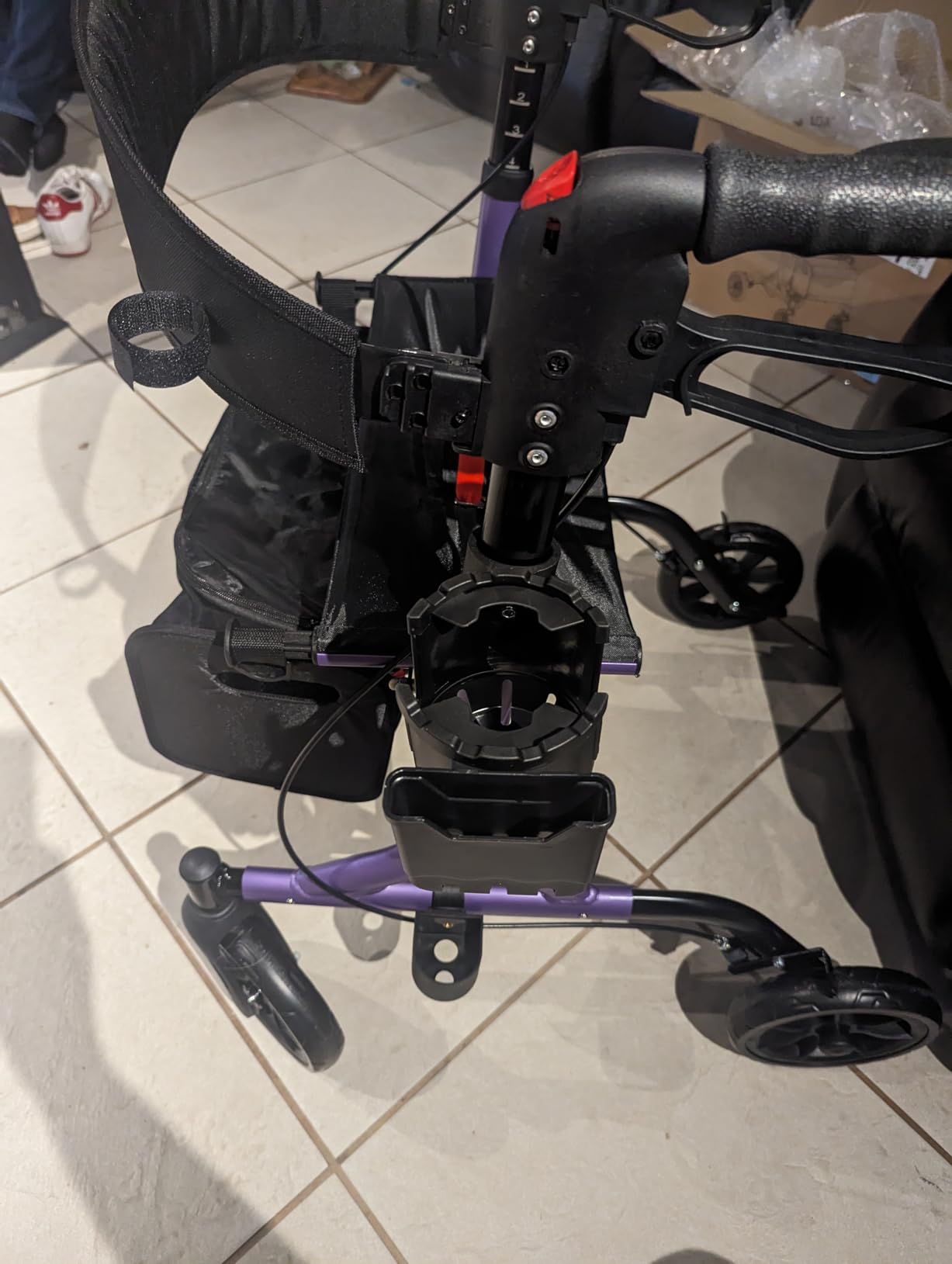 WALK MATE Rollator Walker for Seniors with Cup Holder, Upgraded Thumb Press Button for Height Adjustment, 8 Inch Wheels Walker with Seat Folding 14.7lb Lightweight Walking Aid, 300 lb Capacity, Blue customer photo 2