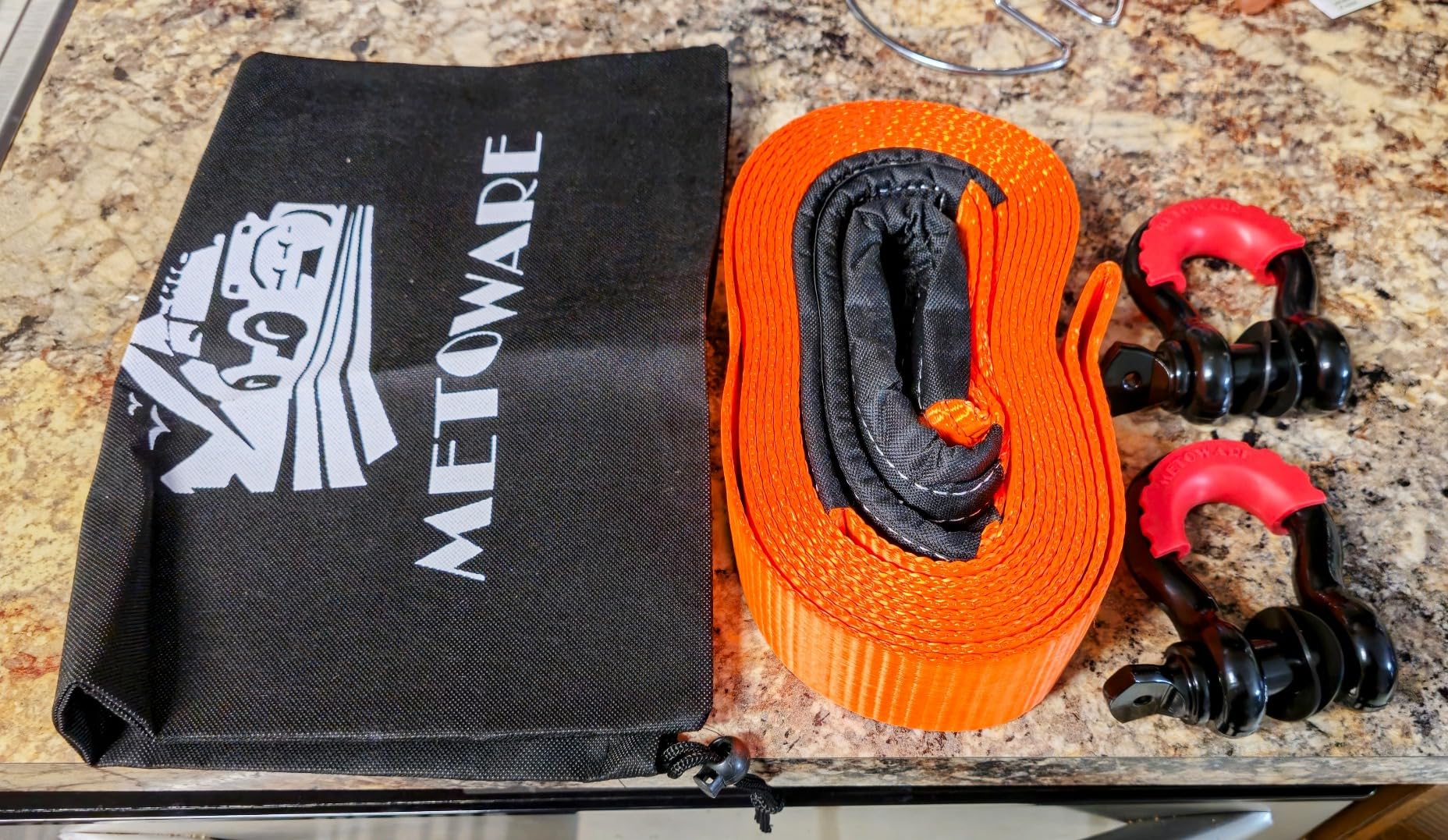 METOWARE Heavy Duty Tow Strap Recovery Kit - 3