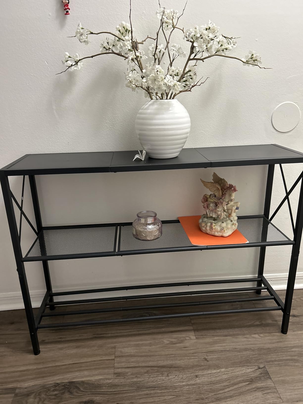 Hoctieon Industrial Console Table, 3 Tier Entryway Table, Hallway Table, Narrow Sofa Table with Shelves, Entrance Table for Entryway, Living Room, Foyer, Hallway, Office, Rustic Brown&Black customer photo 1