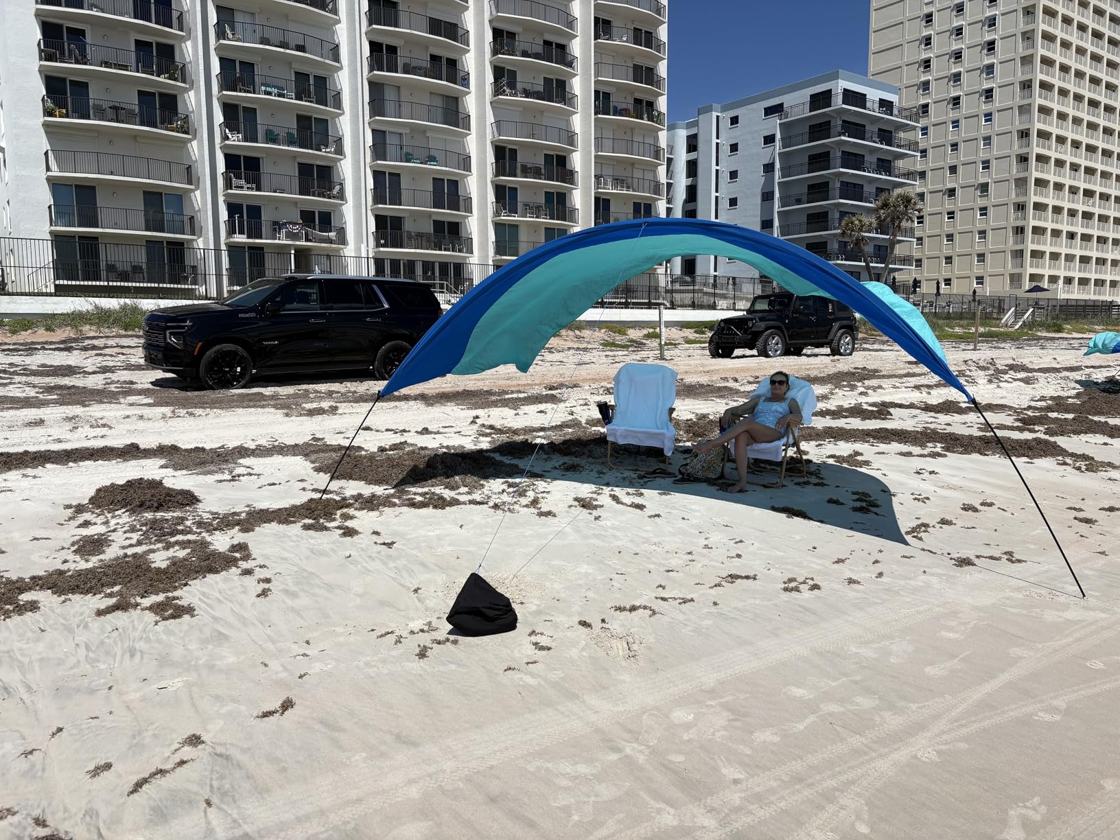 Shibumi Shade 3.0 Version | Wind-Powered Beach Tent Shade Canopy | Sets Up in 3 Mins | 150 Sq. Ft. of Shade for up to 8 People | Includes Wind Assist | UPF 50+ Sun Protection customer photo 1