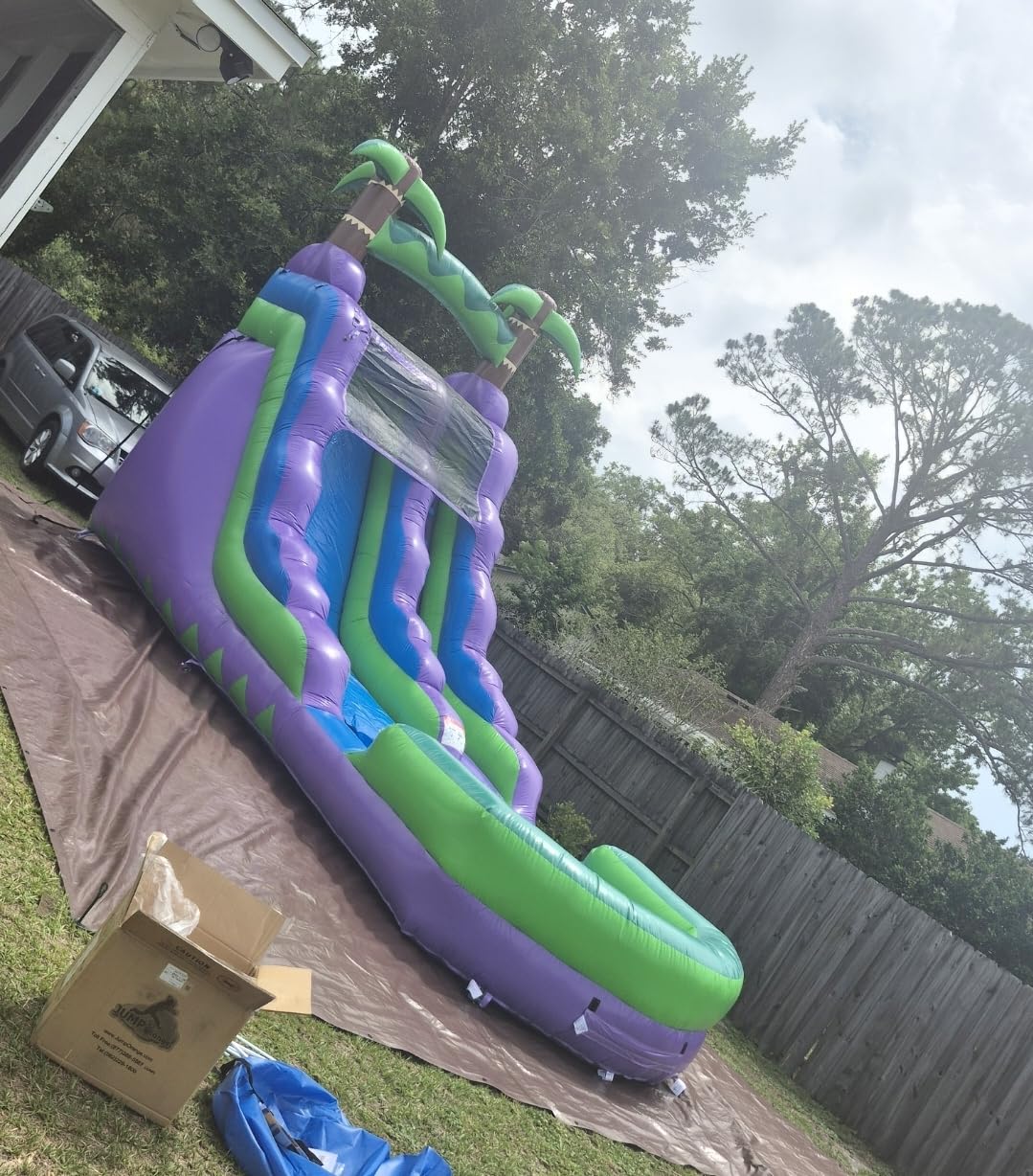 HeroKiddo 16ft Tropical Inflatable Water Slide with Pool, 25ft Long- 100% Commercial Grade PVC Vinyl, Reinforced Strength Wet/Dry Fun, Front Load Entry for Easy Supervision customer photo 1