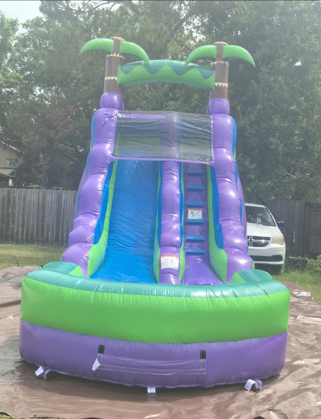 HeroKiddo 16ft Tropical Inflatable Water Slide with Pool, 25ft Long- 100% Commercial Grade PVC Vinyl, Reinforced Strength Wet/Dry Fun, Front Load Entry for Easy Supervision customer photo 2