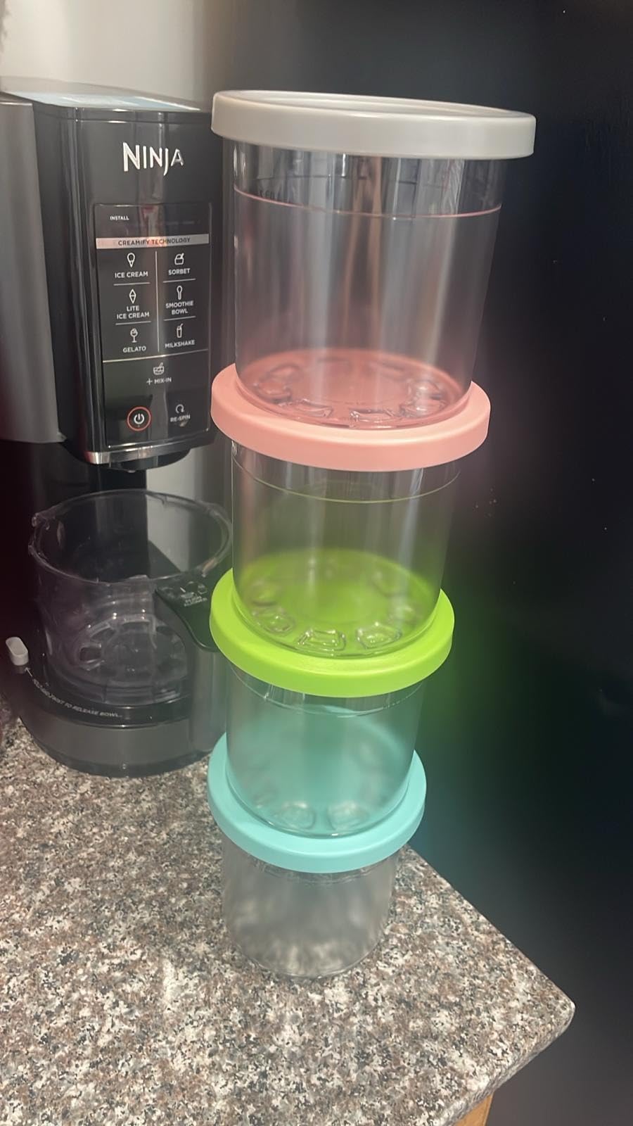 Ninja CREAMi Original Pints 2 Pack, Compatible with NC299AMZ & NC300s Series CREAMi Ice Cream Makers, BPA-Free & Dishwasher Safe, Color Lids, 1 Pint Each, Clear/Lime/Aqua, XSKPLID2CD customer photo 2