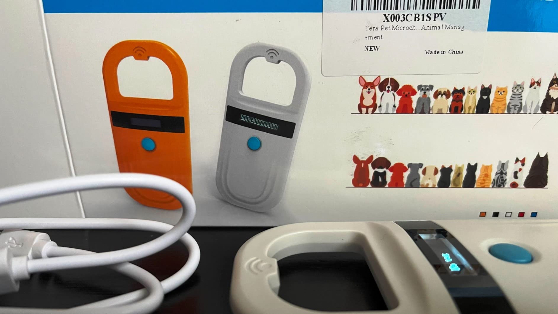 Tera Pet Microchip Reader Scanner with D-Ring RFID Portable Animal Chip ID Scanner with OLED Display Screen Rechargeable Data Storage Tag Scanner EMID FDX-B(ISO11784/85) for Dog Cat Animal Management customer photo 2