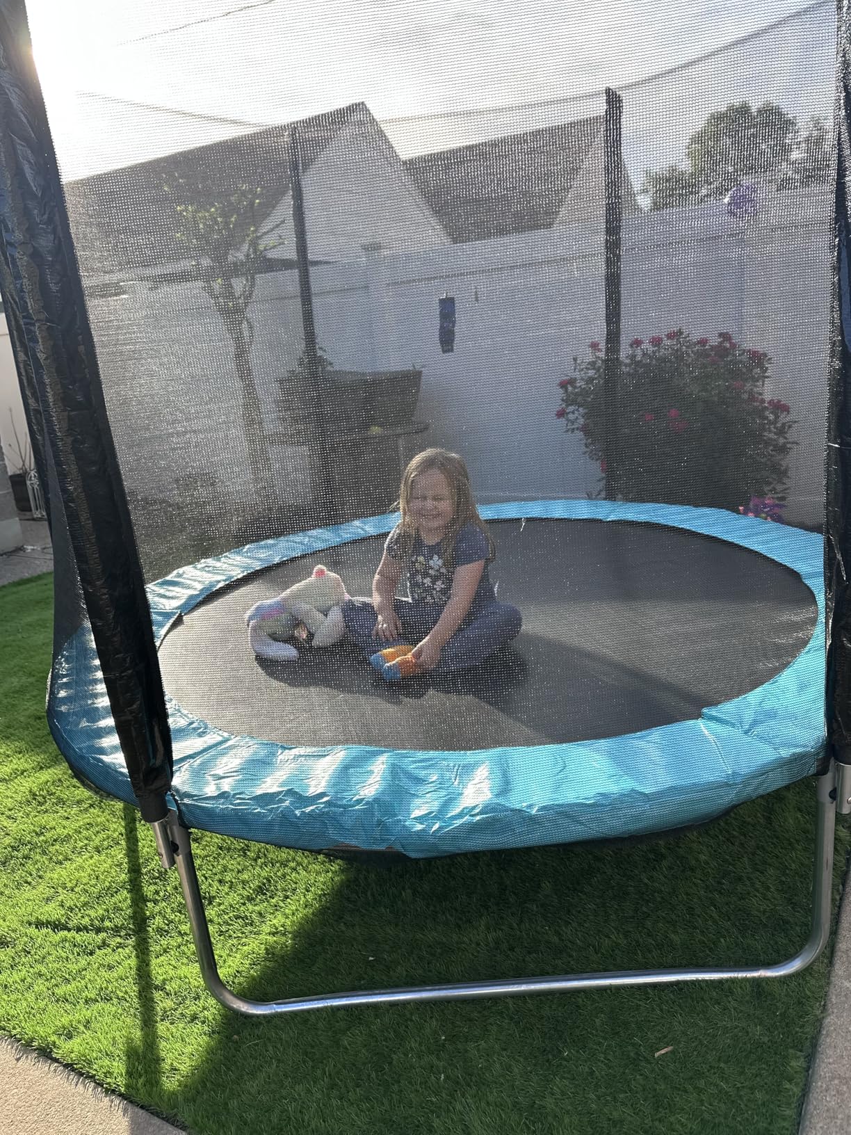 AOTOB 8FT 10FT 12FT 14FT 15FT Trampoline with Safety Enclosure Net, Outdoor Trampoline with Basketball Hoop, Heavy Duty Jumping Mat and Spring Cover Padding for Kids and Adults customer photo 1