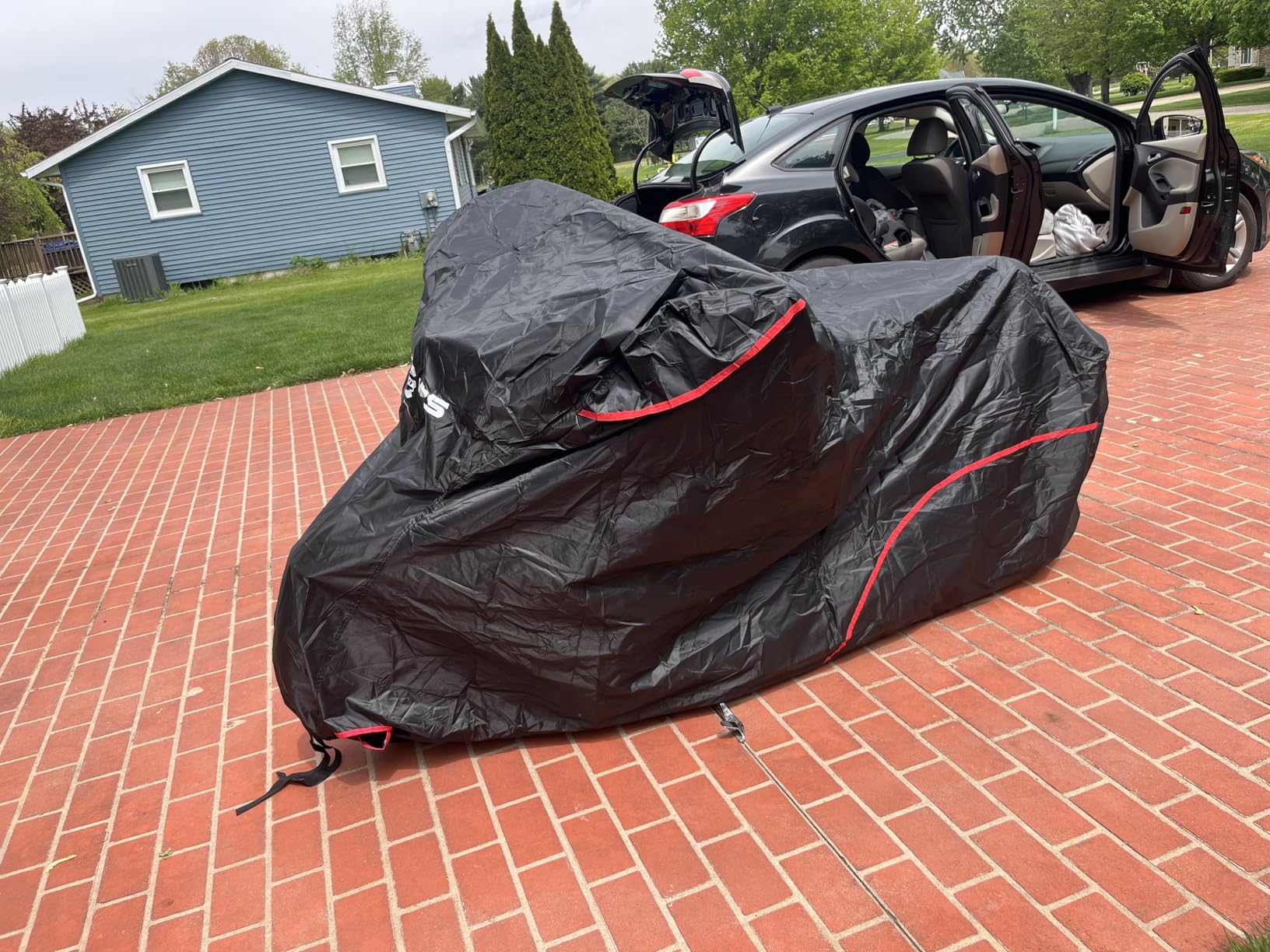 MZS Mobility Scooter Cover, 420D Waterproof Outdoor Protection Electric Scooter Storage Cover Accessories fit up to 48 inch 3 or 4 Wheel Scooters - Vents Night Reflective Buckle Lock-Holes Bag customer photo 2