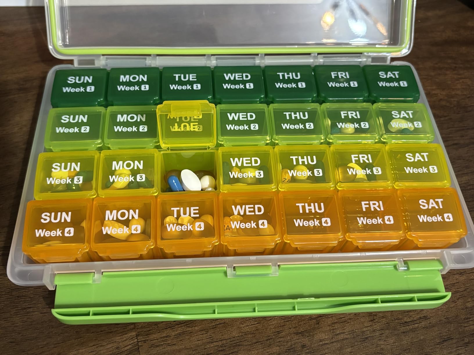 AUVON Moisture-Proof Monthly Pill Organizer, Large 28 Days Pill Box Case with Removable 4 Weeks Medication Organizer Rows, Travel-Friendly to Store Fish Oils, Vitamins, Supplements, Medications customer photo 2