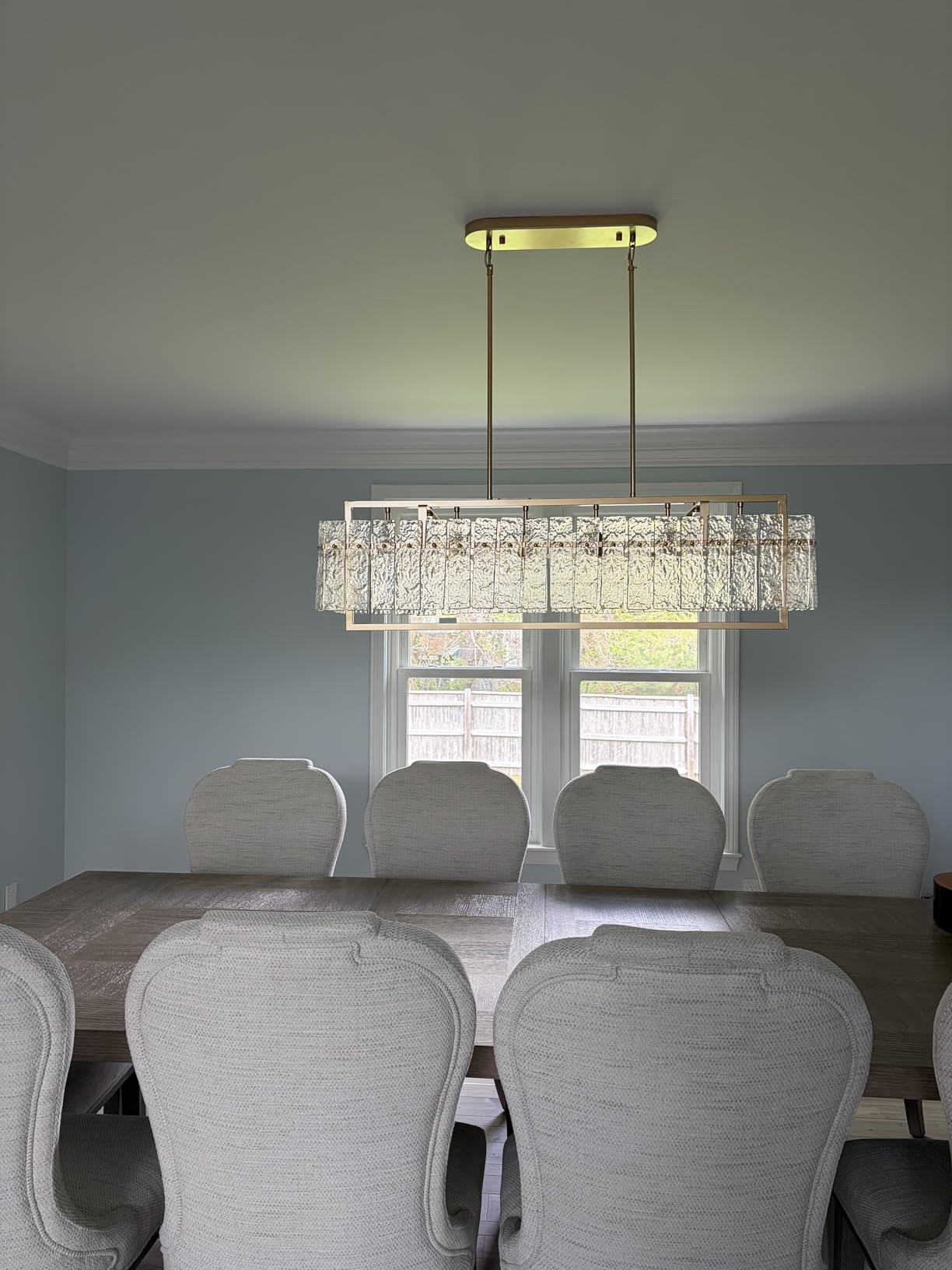 IKK Modern Rectangle Black Crystal Chandeliers for Dining Room, 42