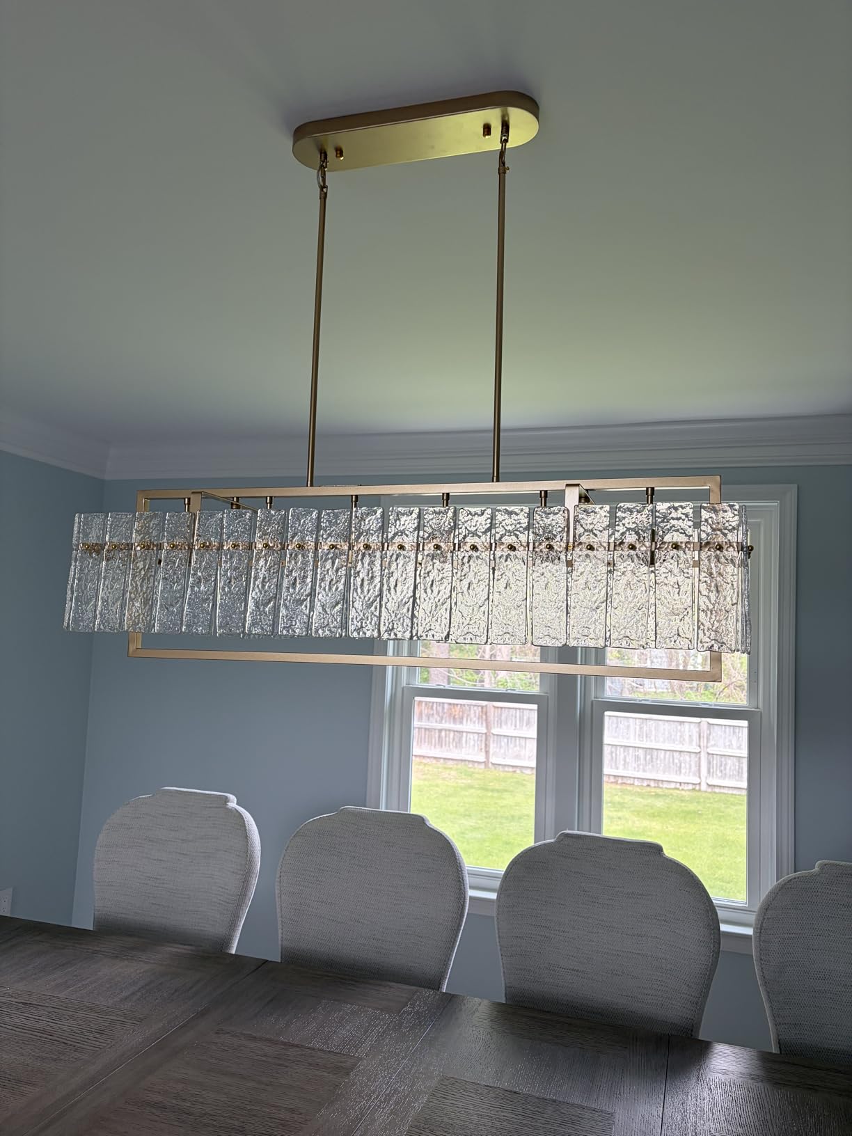 IKK Modern Rectangle Black Crystal Chandeliers for Dining Room, 42