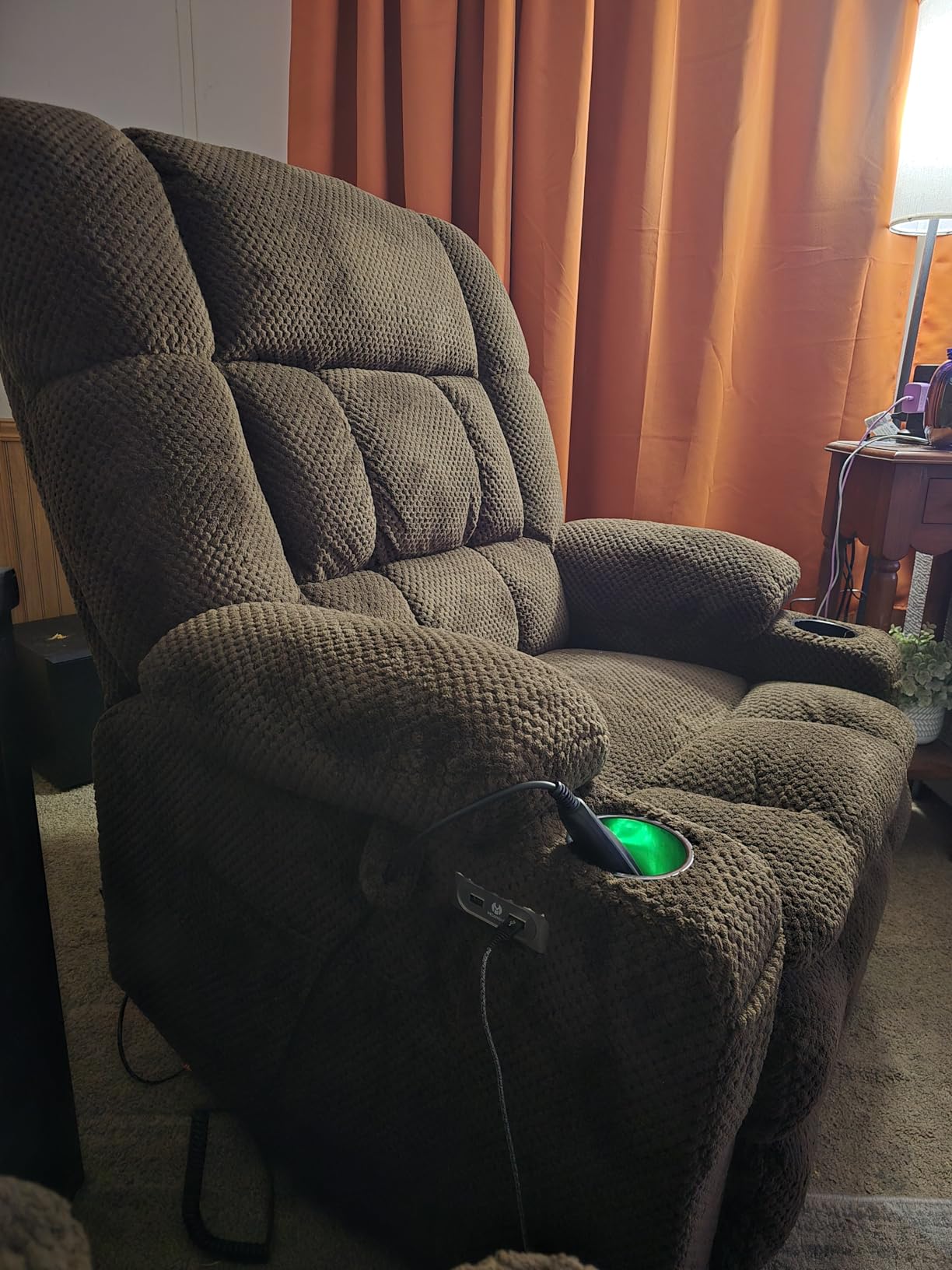 MCombo Dual Motor Power Lift Recliner Chair with Massage and Heat for Elderly People, Infinite Position, USB Ports, Cup Holders, Fabric 7890 (Medium, Mocha) customer photo 2