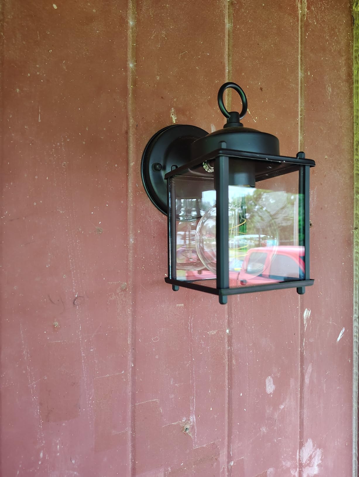 MATAMEYE Outdoor Wall Lantern, Exterior Waterproof Wall Sconce Light Fixtures, Black Front Door Wall Lighting with Clear Beveled Glass Shade, 2 Pack customer photo 1