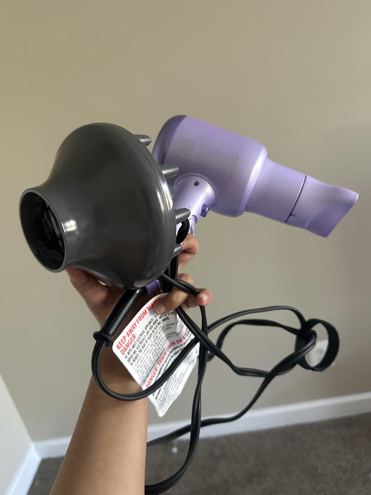 Wavytalk Blown Away Ionic Hair Dryer with Diffuser for Curly Hair | 1875W Fast Drying, 3 Attachments for All Hair Types, Ceramic Healthy Shine, Lightweight & Quiet (White) customer photo 2