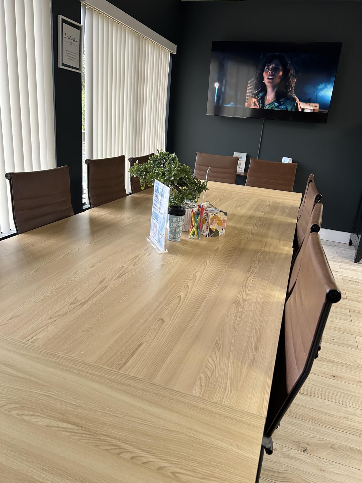 Bonzy Home Conference Tables 14ft Meeting Room Study Writing Printer Table Office Computer Desk for 16 People Save Space Design Modern 6PCS (165.3