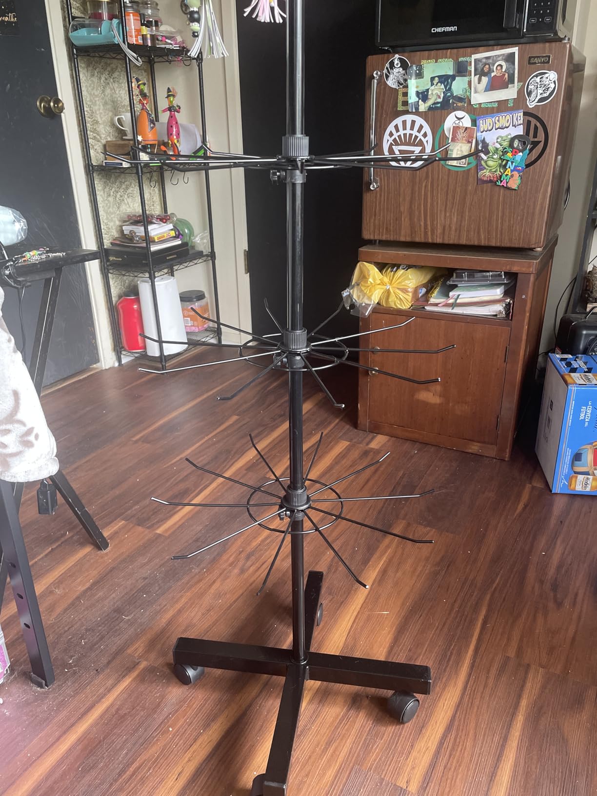 Hypergiant Retail Display Stand 7 Tier Rotating Rack For Store Display Shelves, Jewelry Keyring Socking Hats, Movable Shop Spinner for Toys Show, Black, Adjustable height customer photo 2