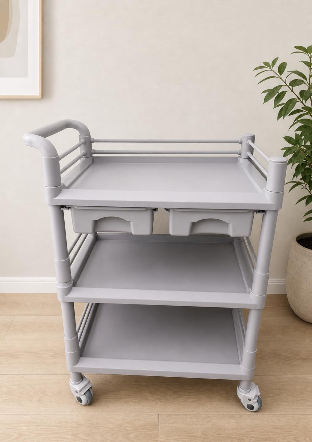 Mobile Medical Carts 3 Tier Professional Utility Cart 330 LBS Max Load Rolling Crash Cart Ultrasound Trolley with Wheels Drawers Dirt Bucket Sharps Box Storage Basket for Hospital Dental Clinic Home customer photo 1